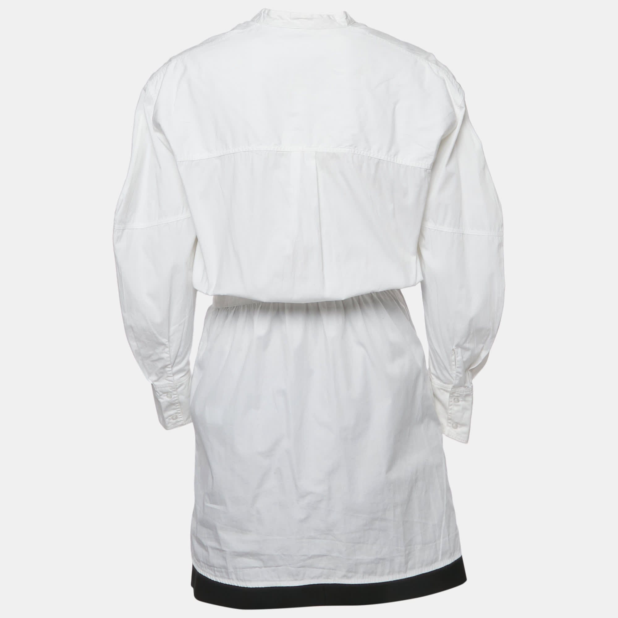 White/black Cotton Shirt Dress And Skirt Set
