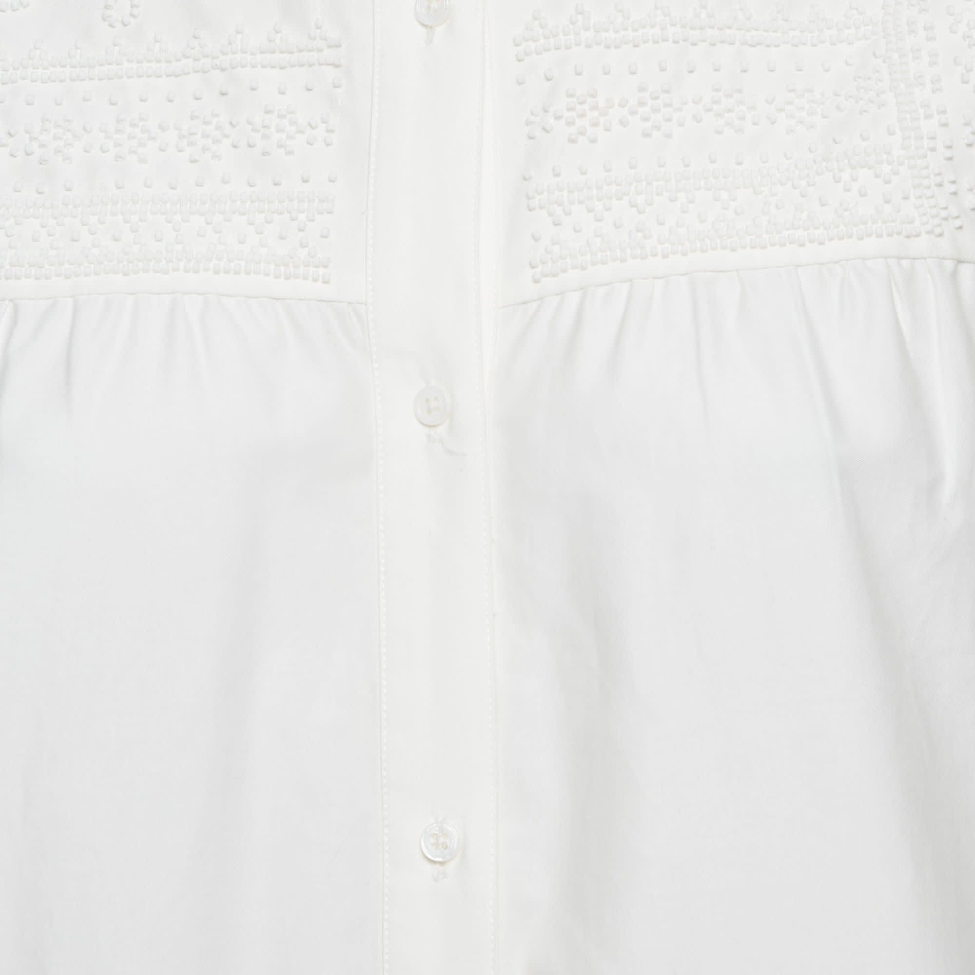 White Beaded Cotton Mini Dress