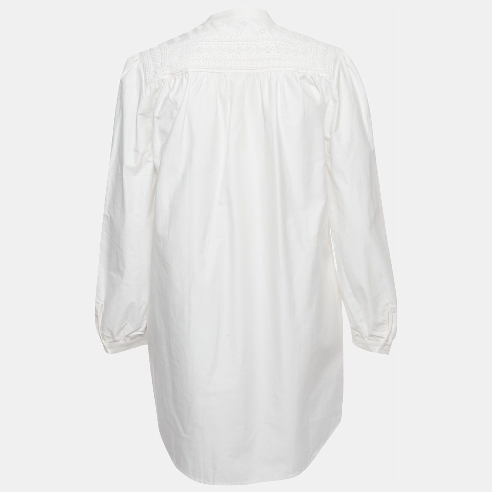 White Beaded Cotton Mini Dress
