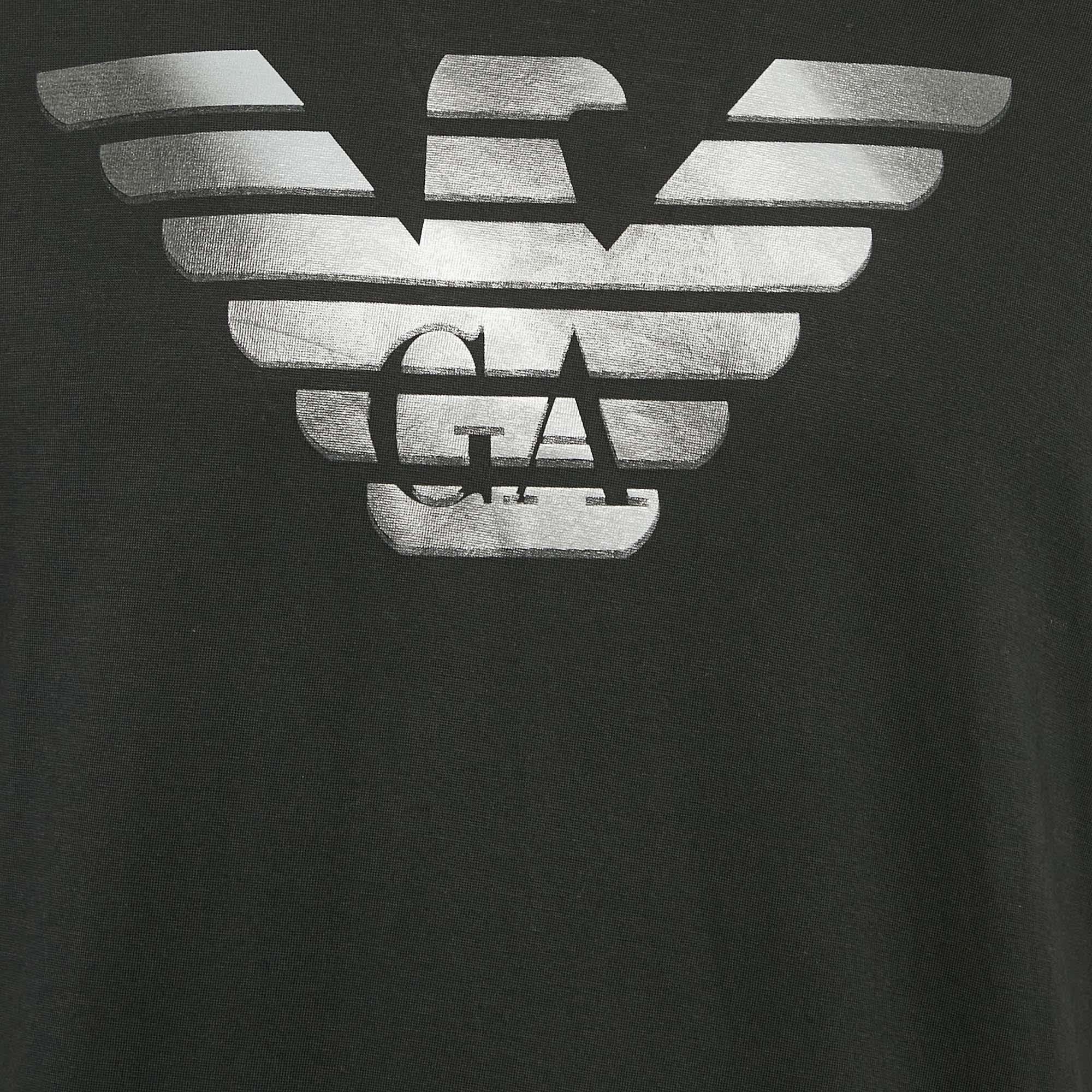 Logo Black Logo Print Cotton Crew Neck T - Shirt Xl