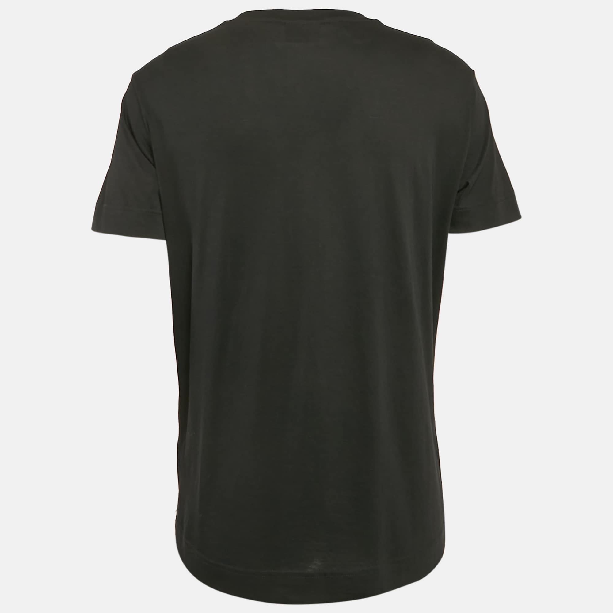 Logo Black Logo Print Cotton Crew Neck T - Shirt Xl