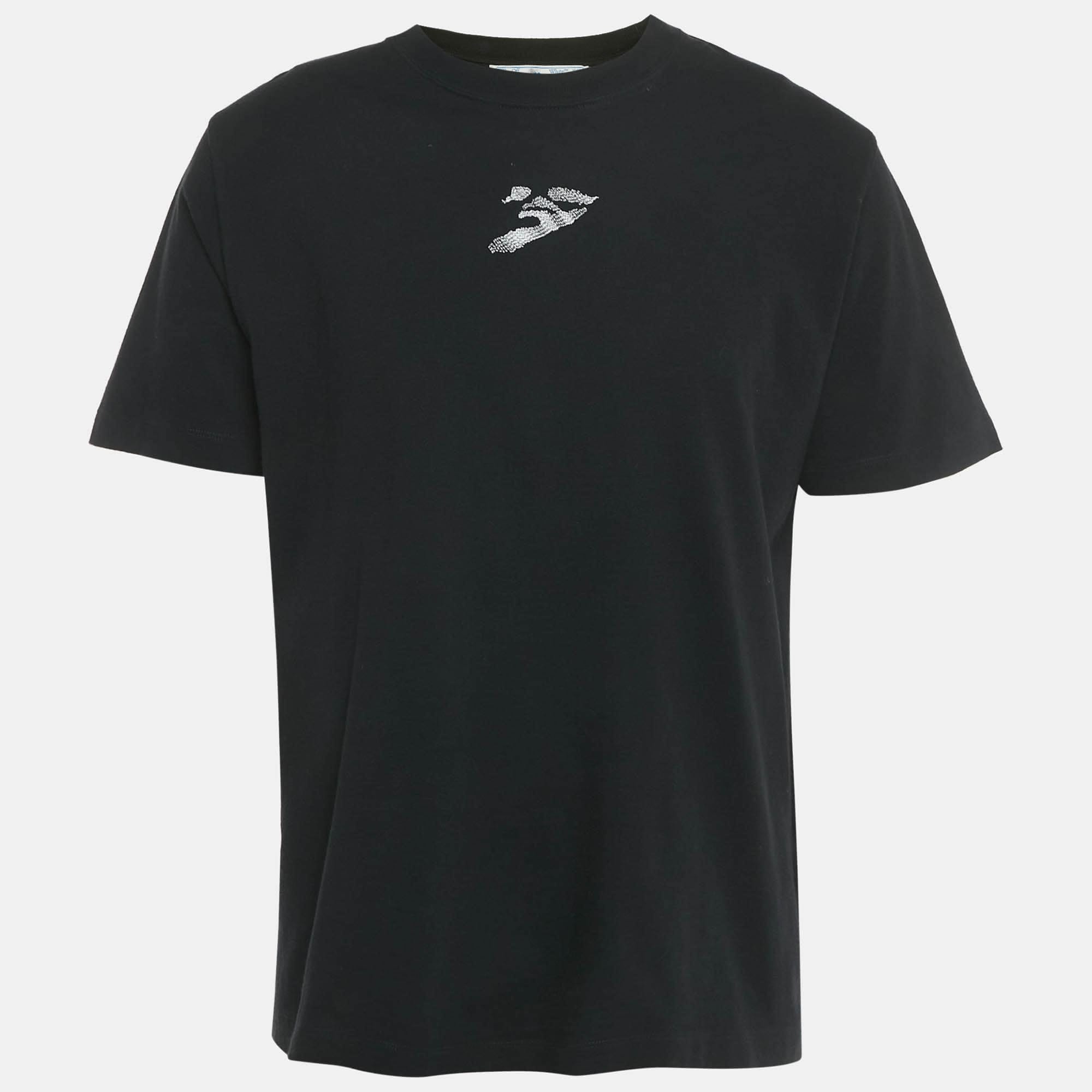 Logo Black Logo Embroidered Cotton Crewneck T - Shirt