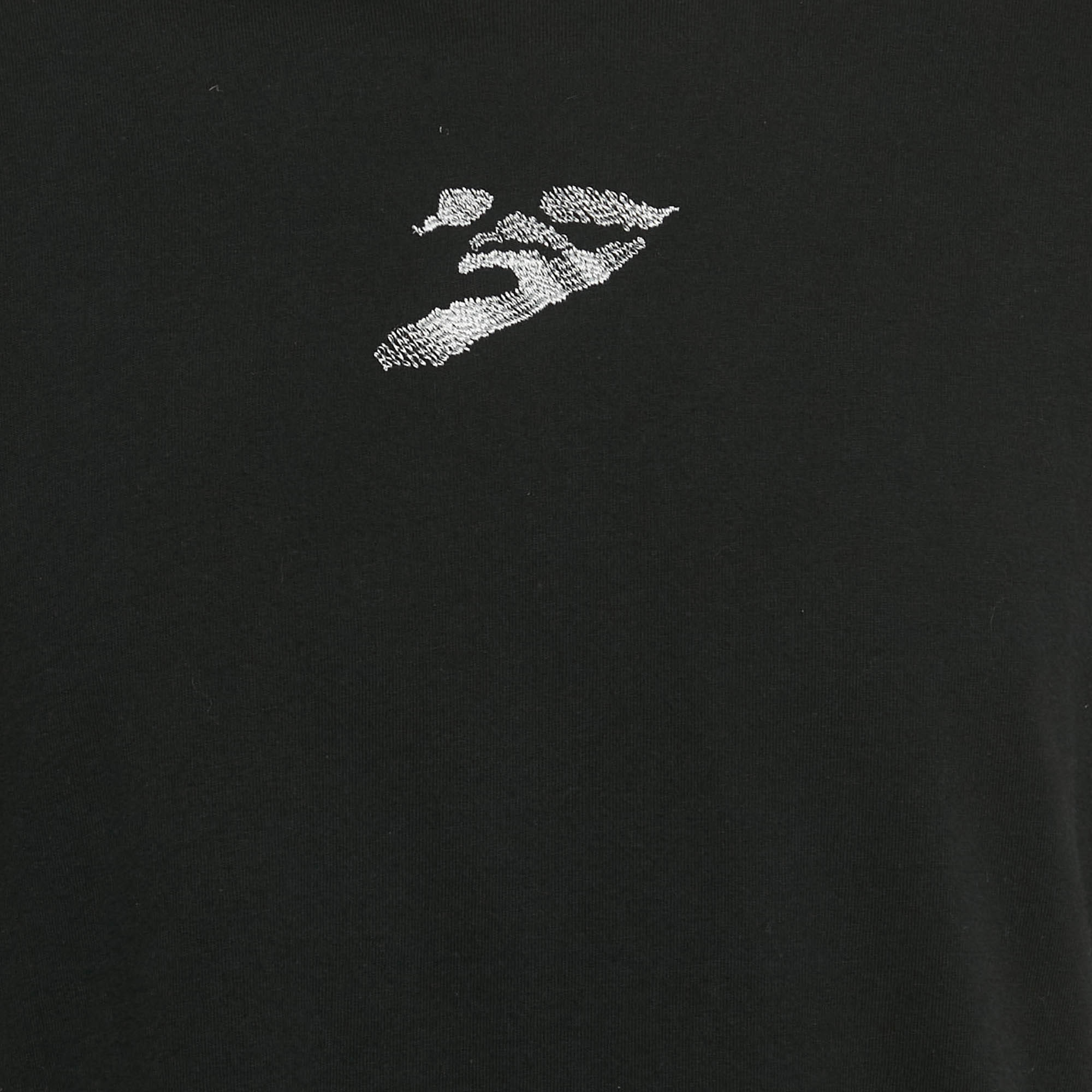 Logo Black Logo Embroidered Cotton Crewneck T - Shirt