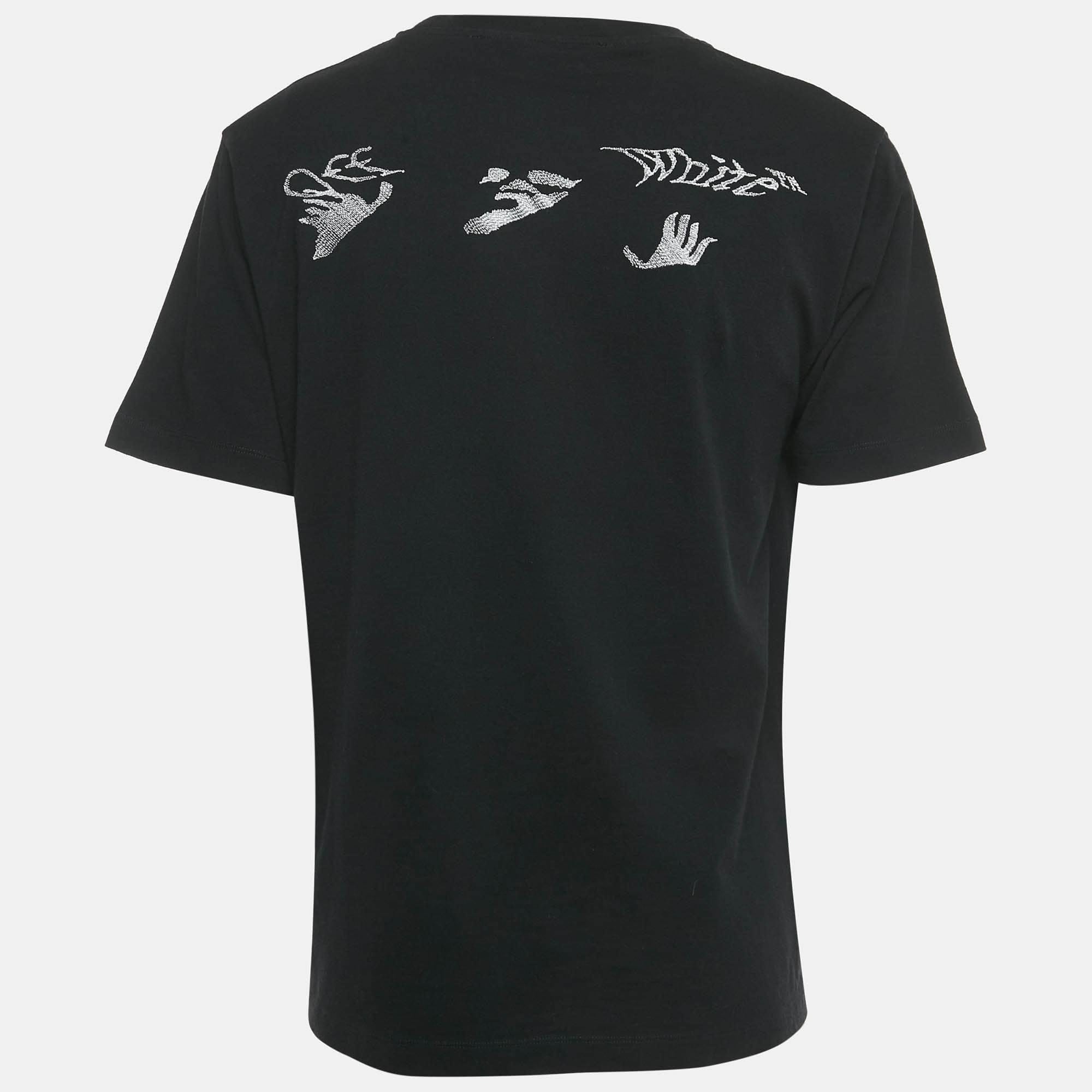 Logo Black Logo Embroidered Cotton Crewneck T - Shirt