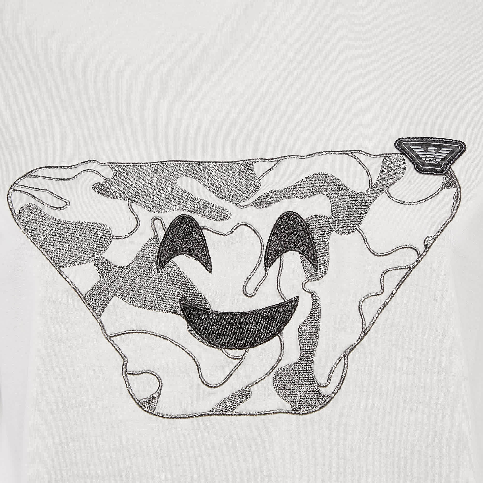 White Embroidered Cotton T - Shirt Xs