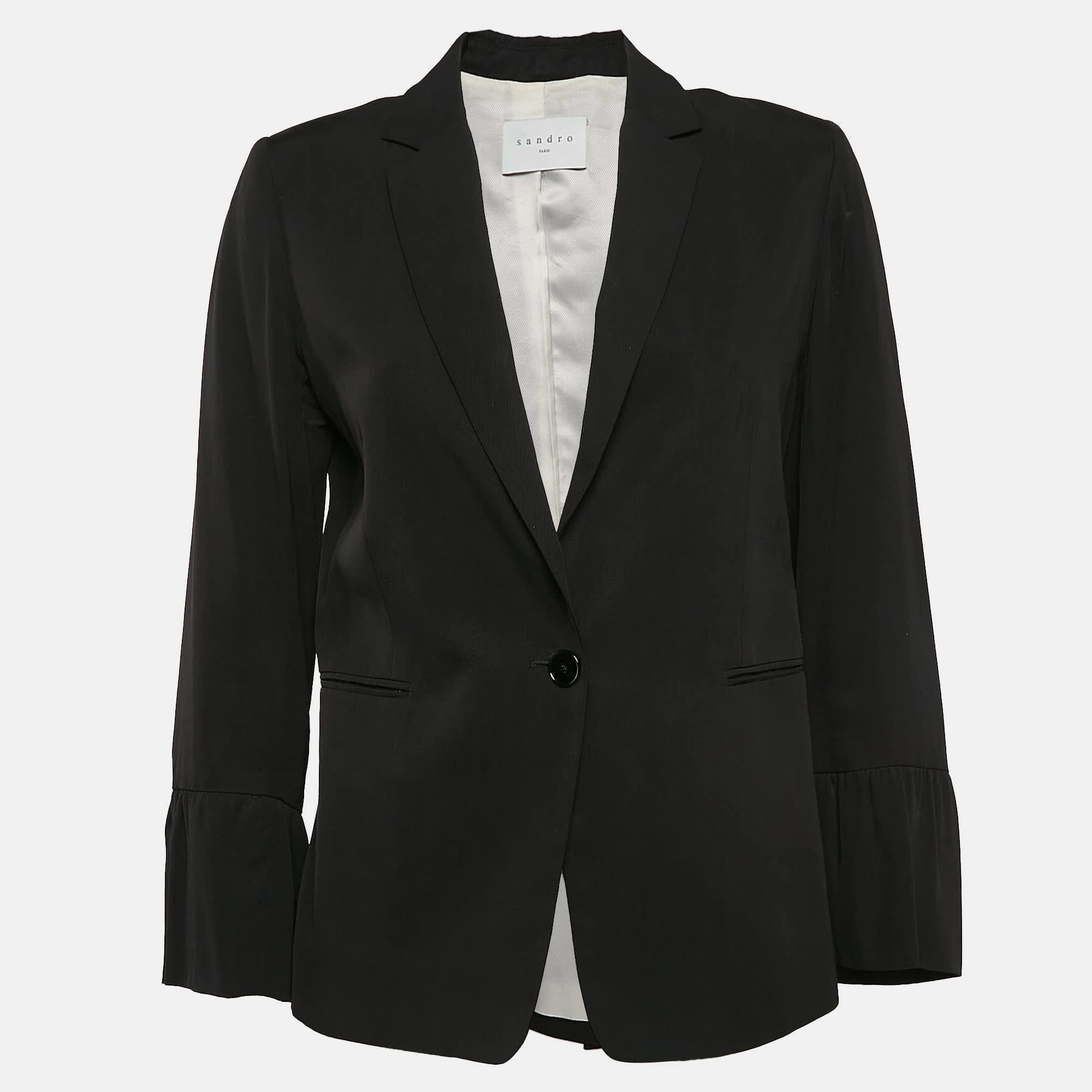 GABARDINE Black Gabardine Single Breasted Blazer