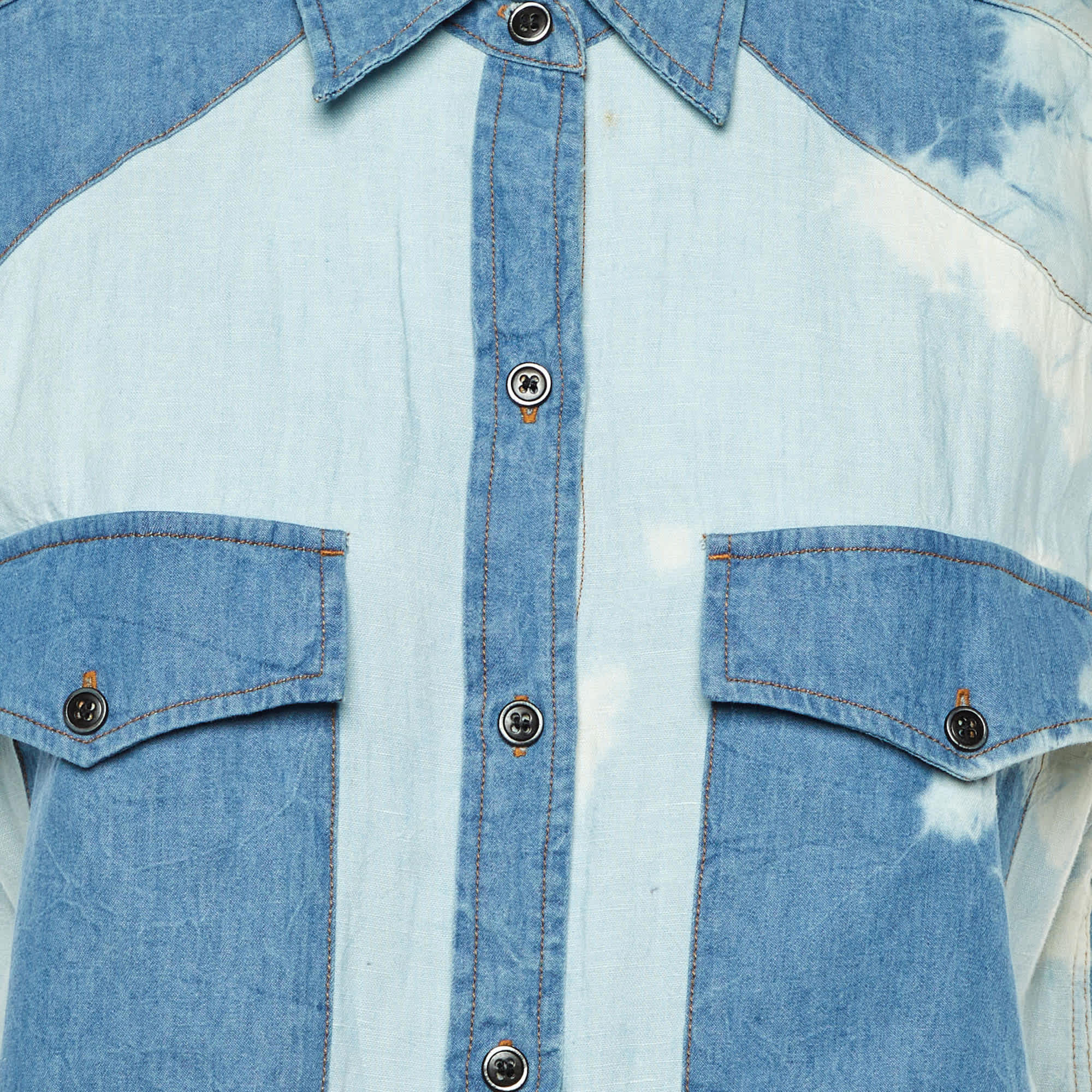 Blue Faded Blue Sleeveless Playsuit