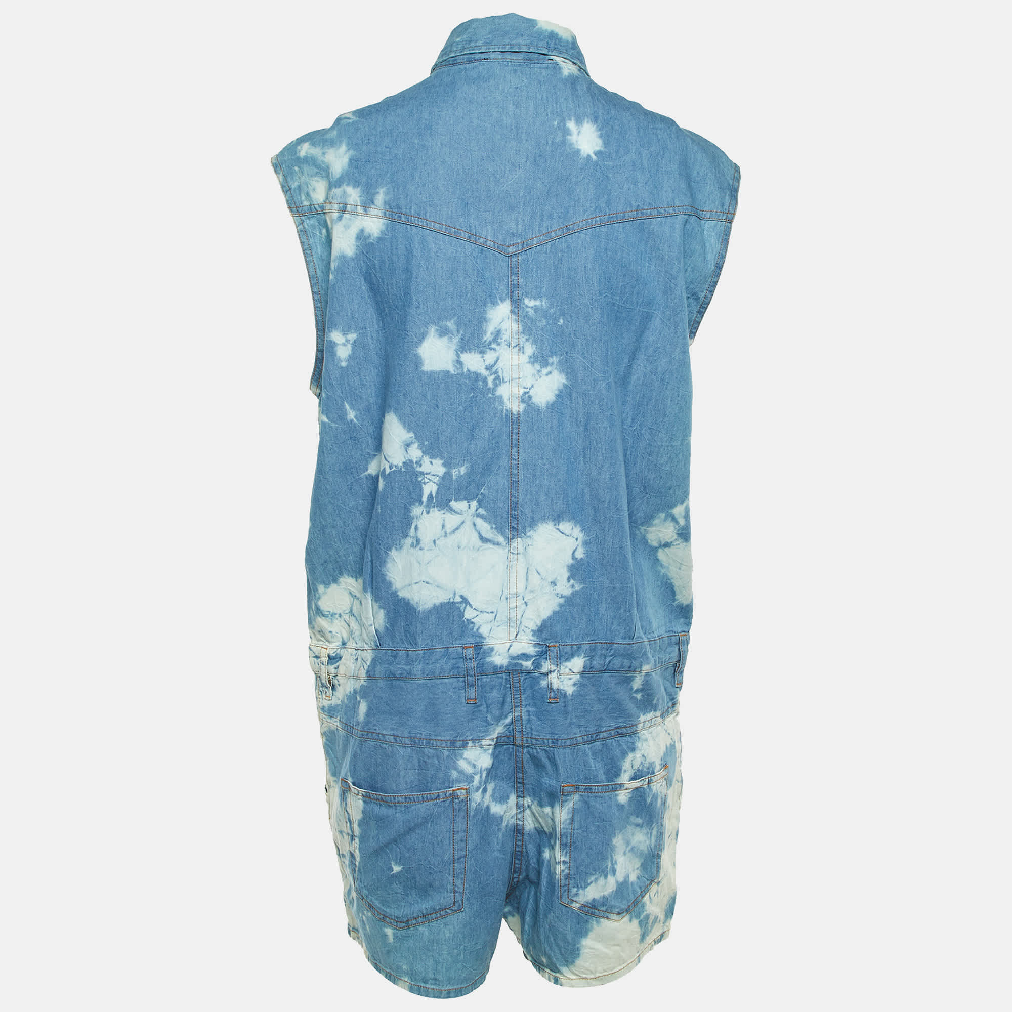 Blue Faded Blue Sleeveless Playsuit