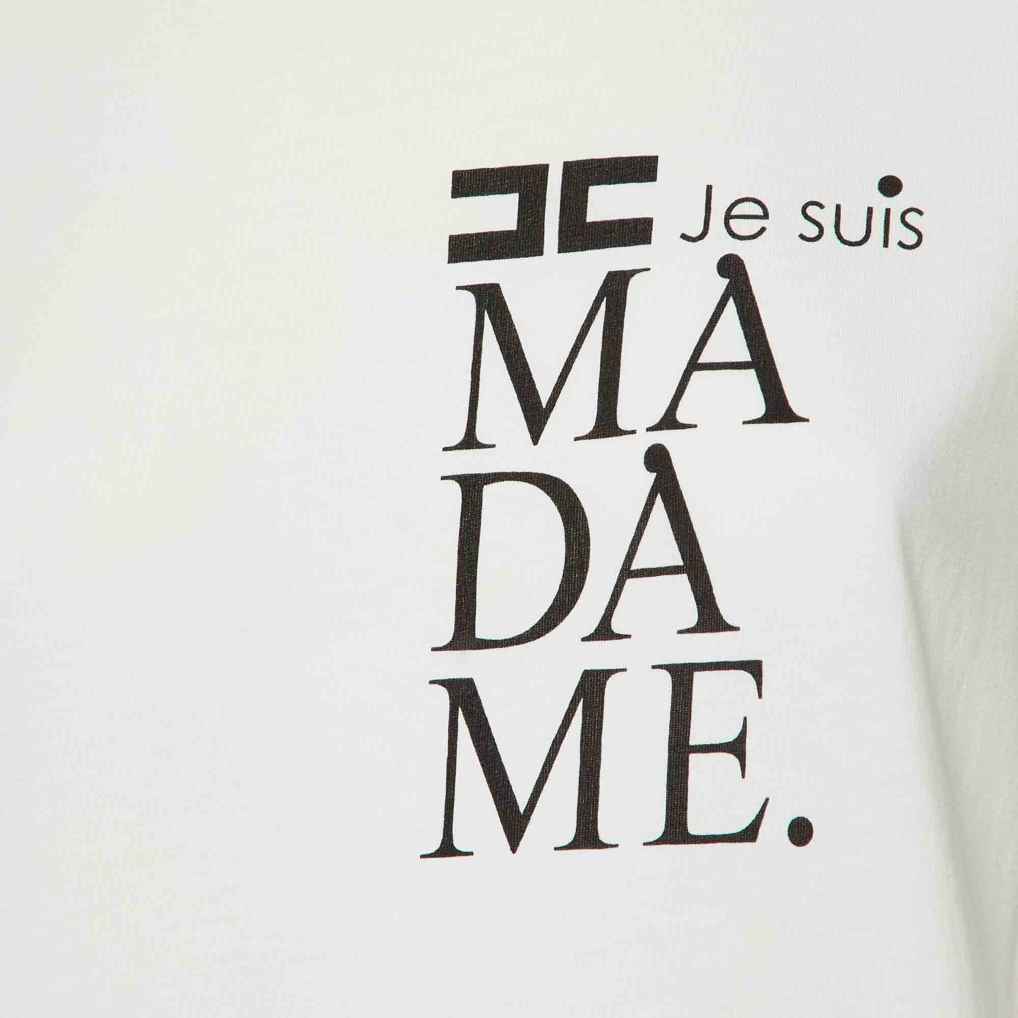 White Printed Cotton Crew Neck T - Shirt