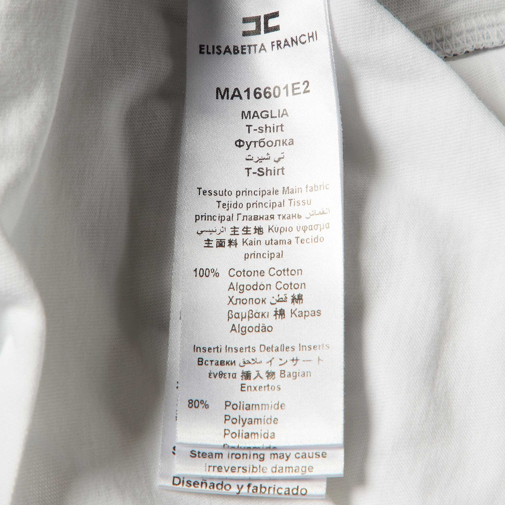 White Printed Cotton Crew Neck T - Shirt