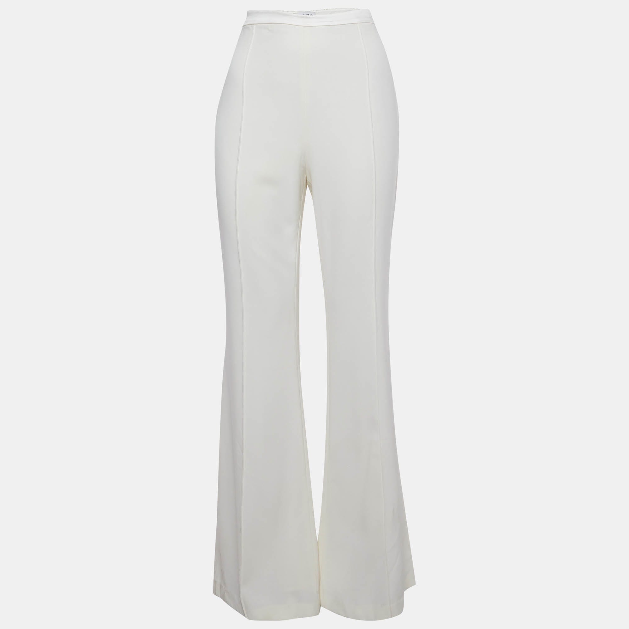Nadine Merabi White Sateen High Rise Trousers