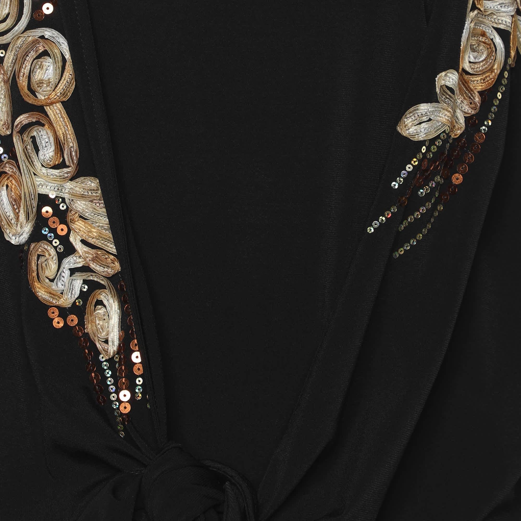 LUXURY James Lakeland Luxury Black Stretch Crepe Sequin Embellished Cardigan Set