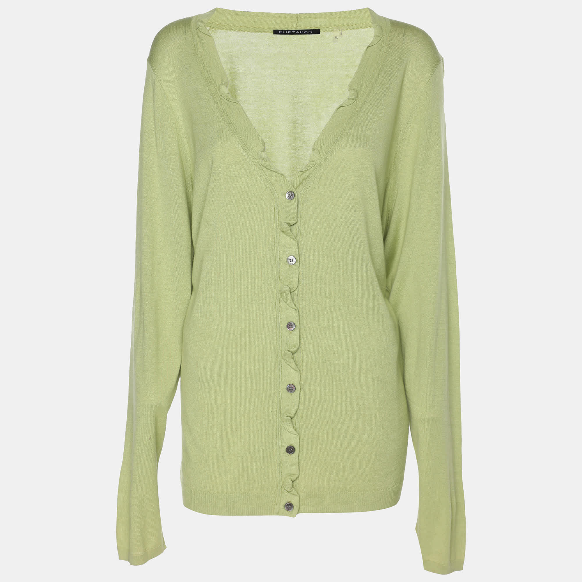 Elie Tahari Green Stretch Knit Sammy Long Sleeve Sweatshirt
