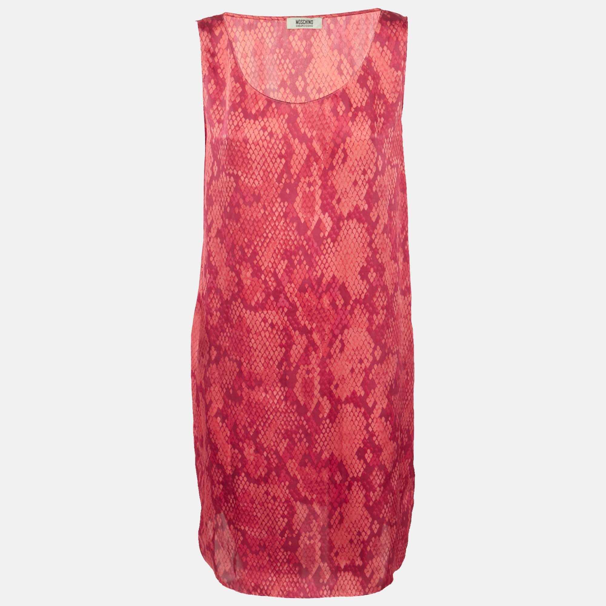 And Cheap And Chic Red Printed Satin Sleeveless Short Dress