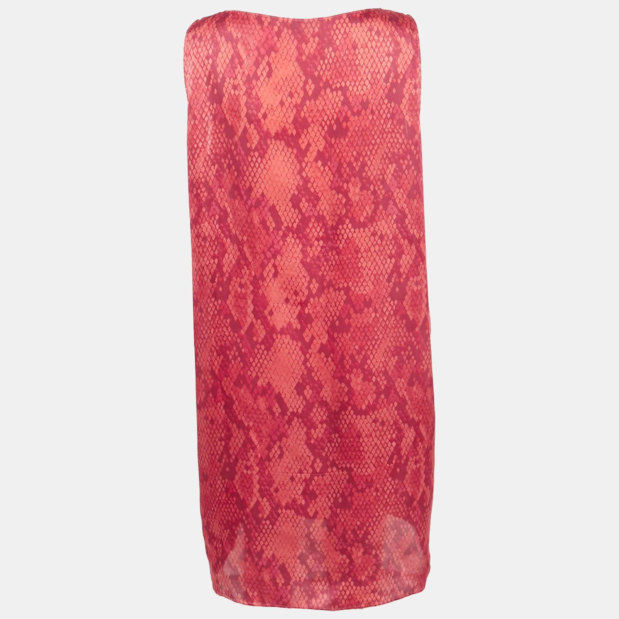 And Cheap And Chic Red Printed Satin Sleeveless Short Dress