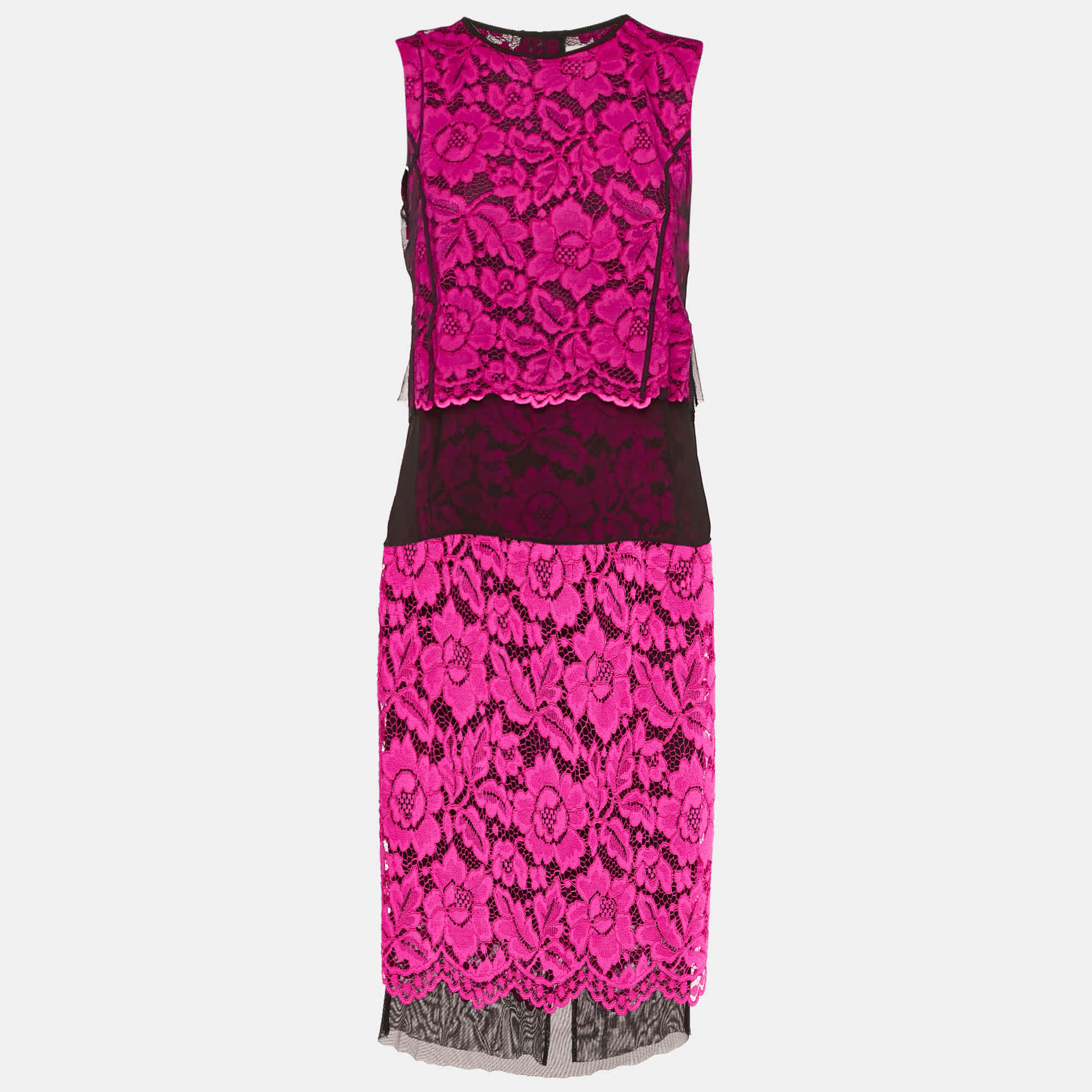 And Pink Floral Lace Top And Skirt Set S/m