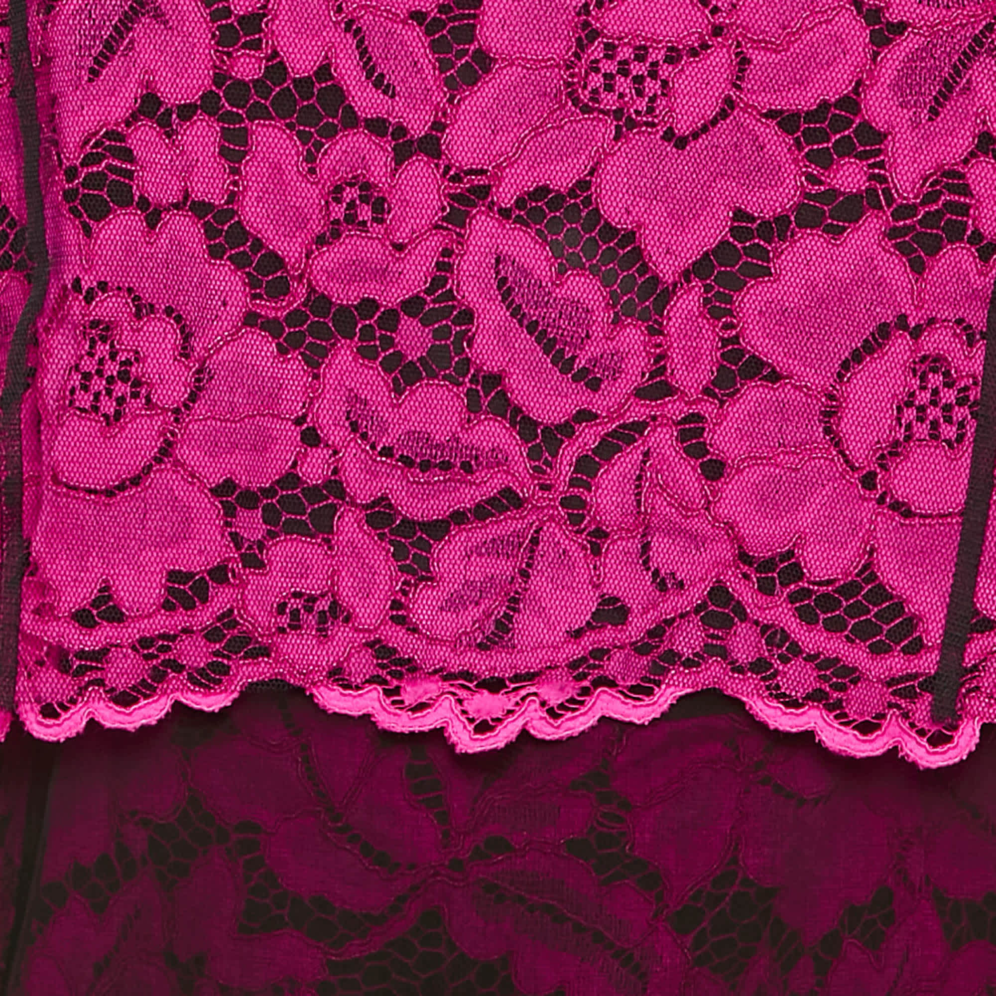 And Pink Floral Lace Top And Skirt Set S/m