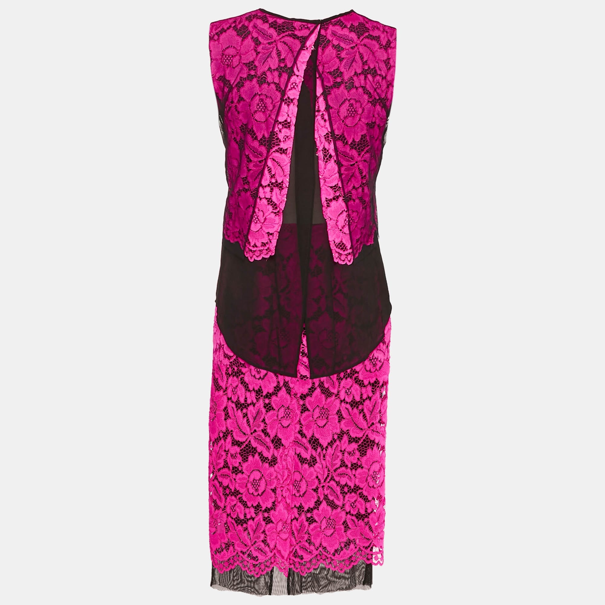 And Pink Floral Lace Top And Skirt Set S/m