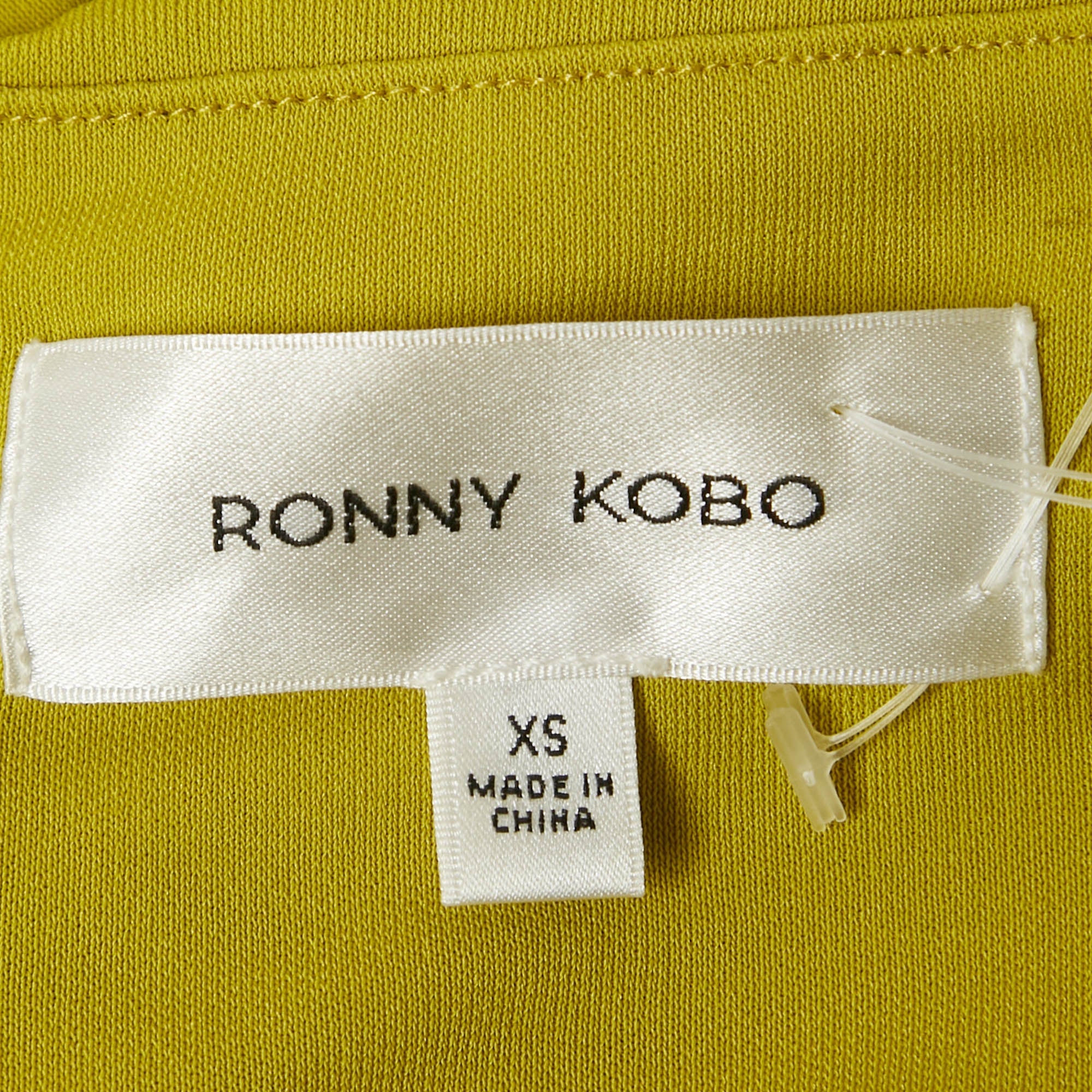 Ronny Kobo Olive Green Jersey Halterneck Ruched Top