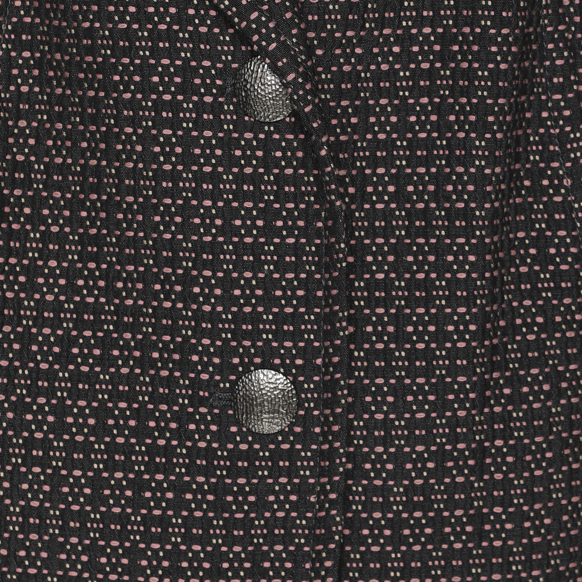 Marina Rinaldi Black/pink Patterned Jacquard Knit Single Breasted Blazer