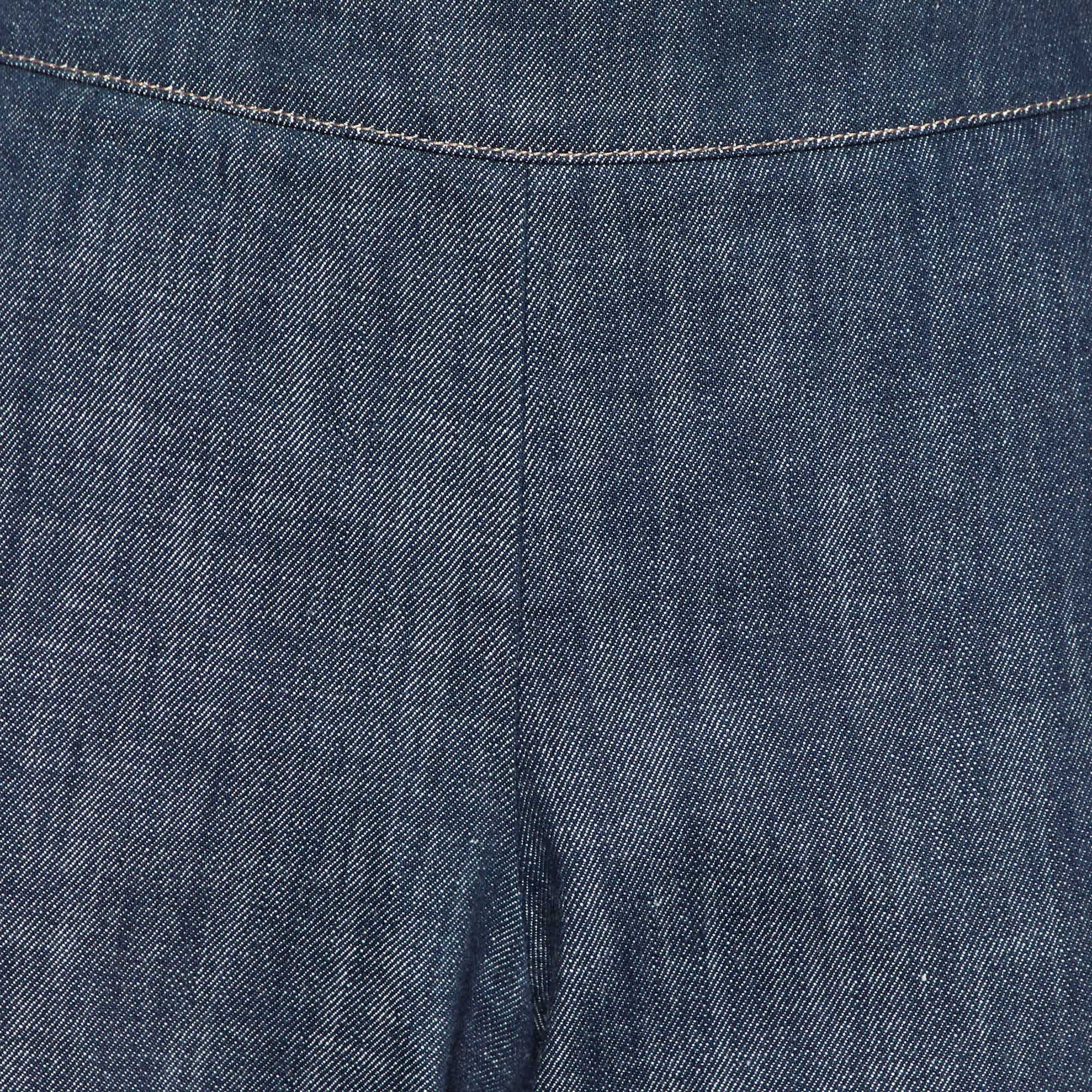 Blue Dark Blue Denim Straight Fit Jeans L/waist 34"