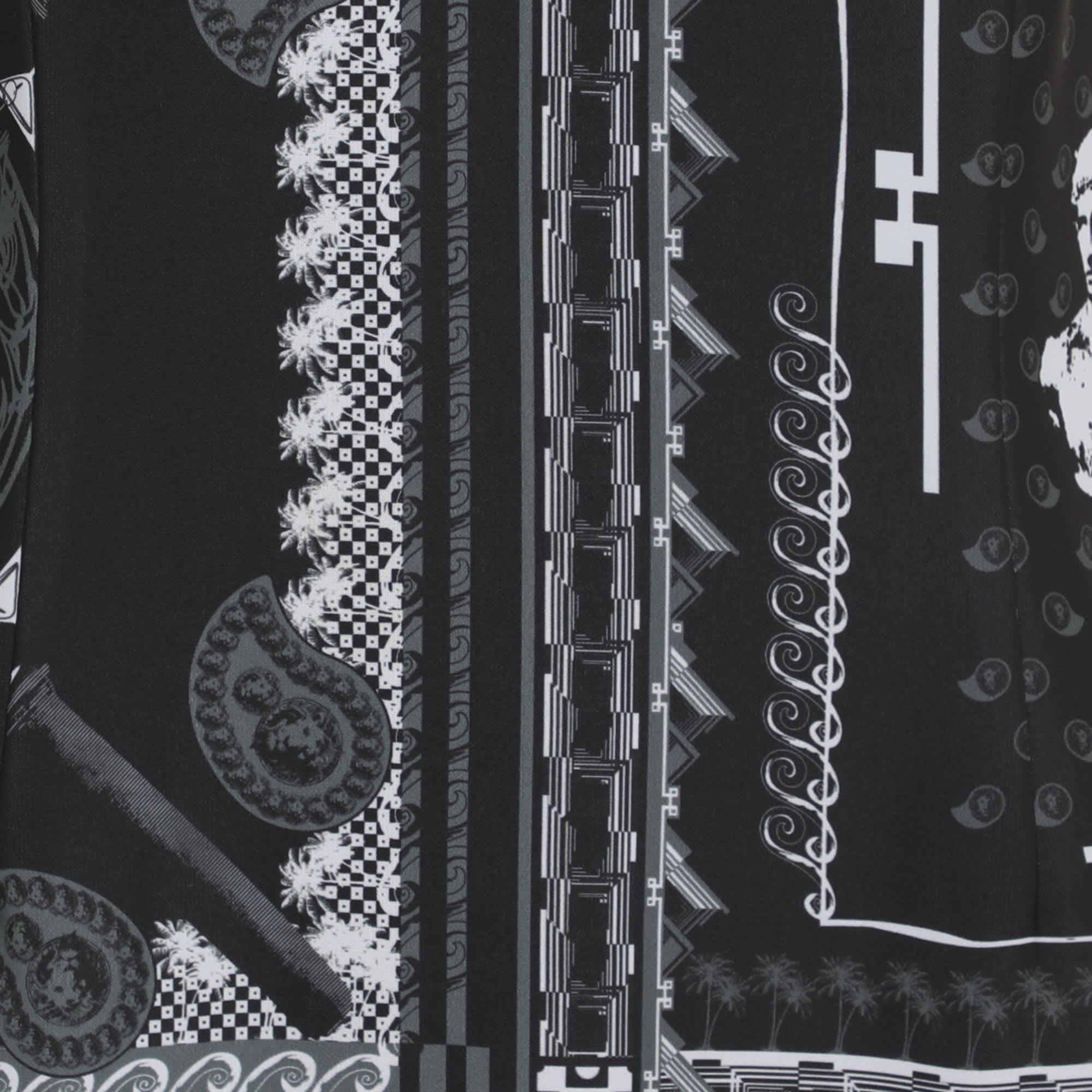 Versus Versace Black/grey Printed Satin Sleeveless Midi Dress