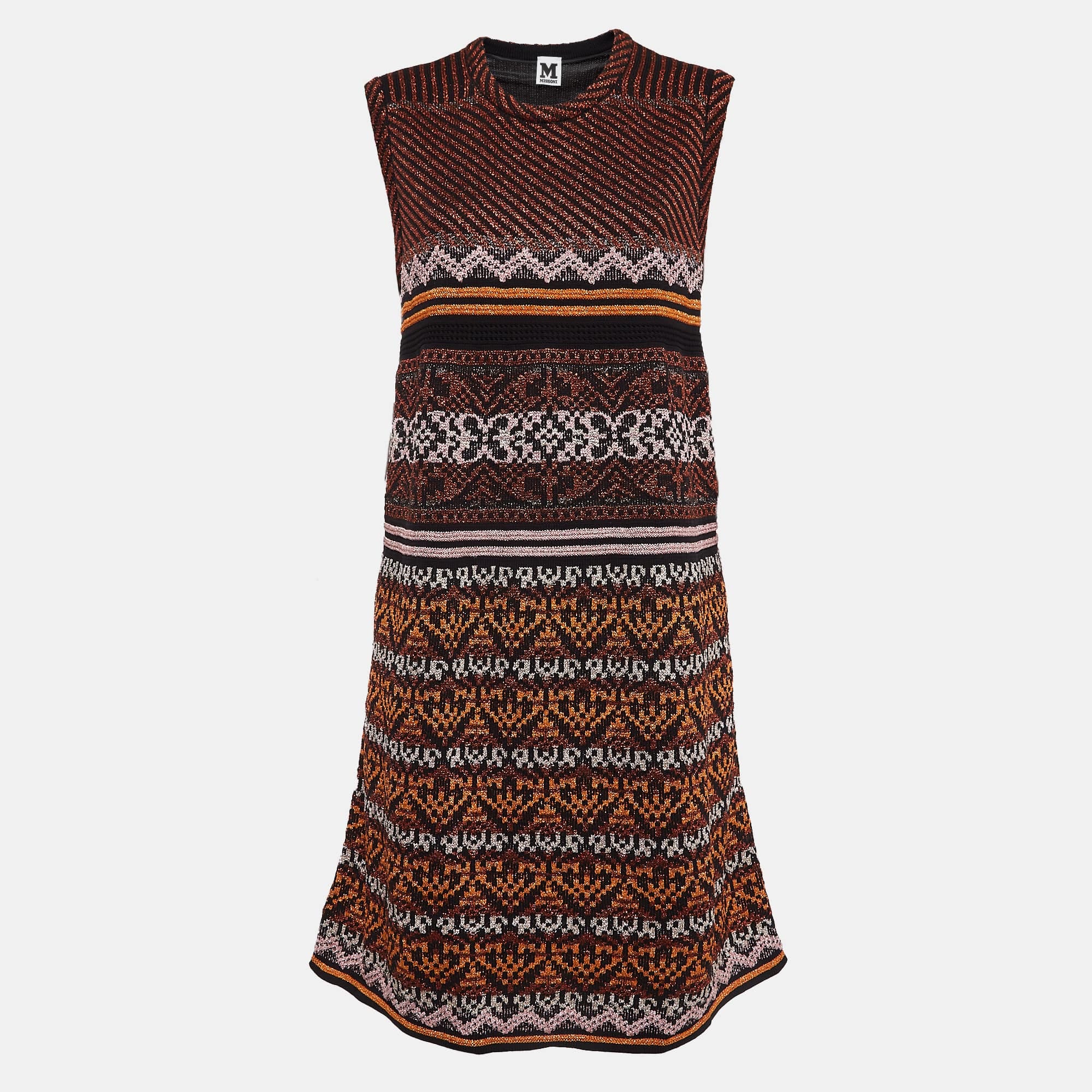 M Missoni Multicolor Patterned Lurex Knit Midi Dress