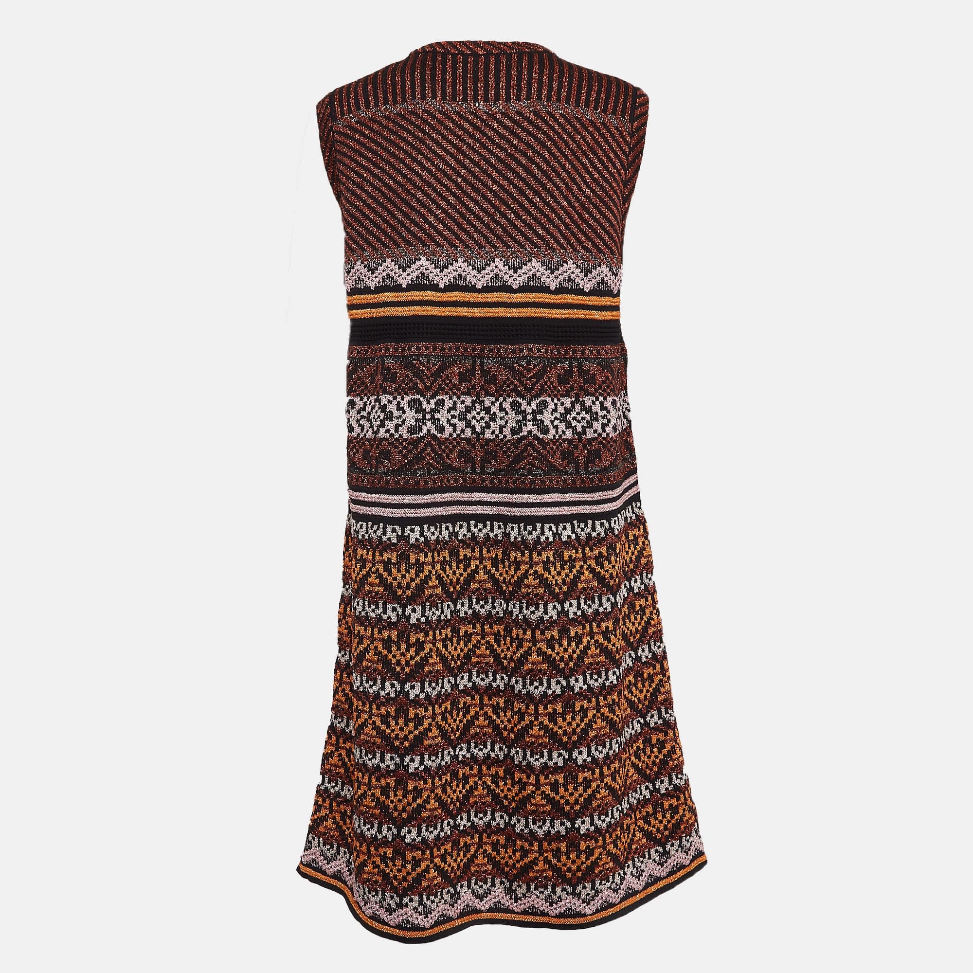 M Missoni Multicolor Patterned Lurex Knit Midi Dress
