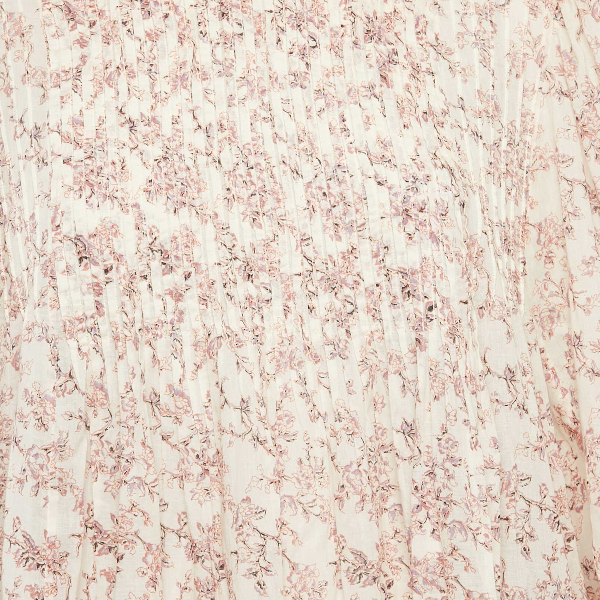 Etoile Pink Printed Cotton Pleated Midi Dress