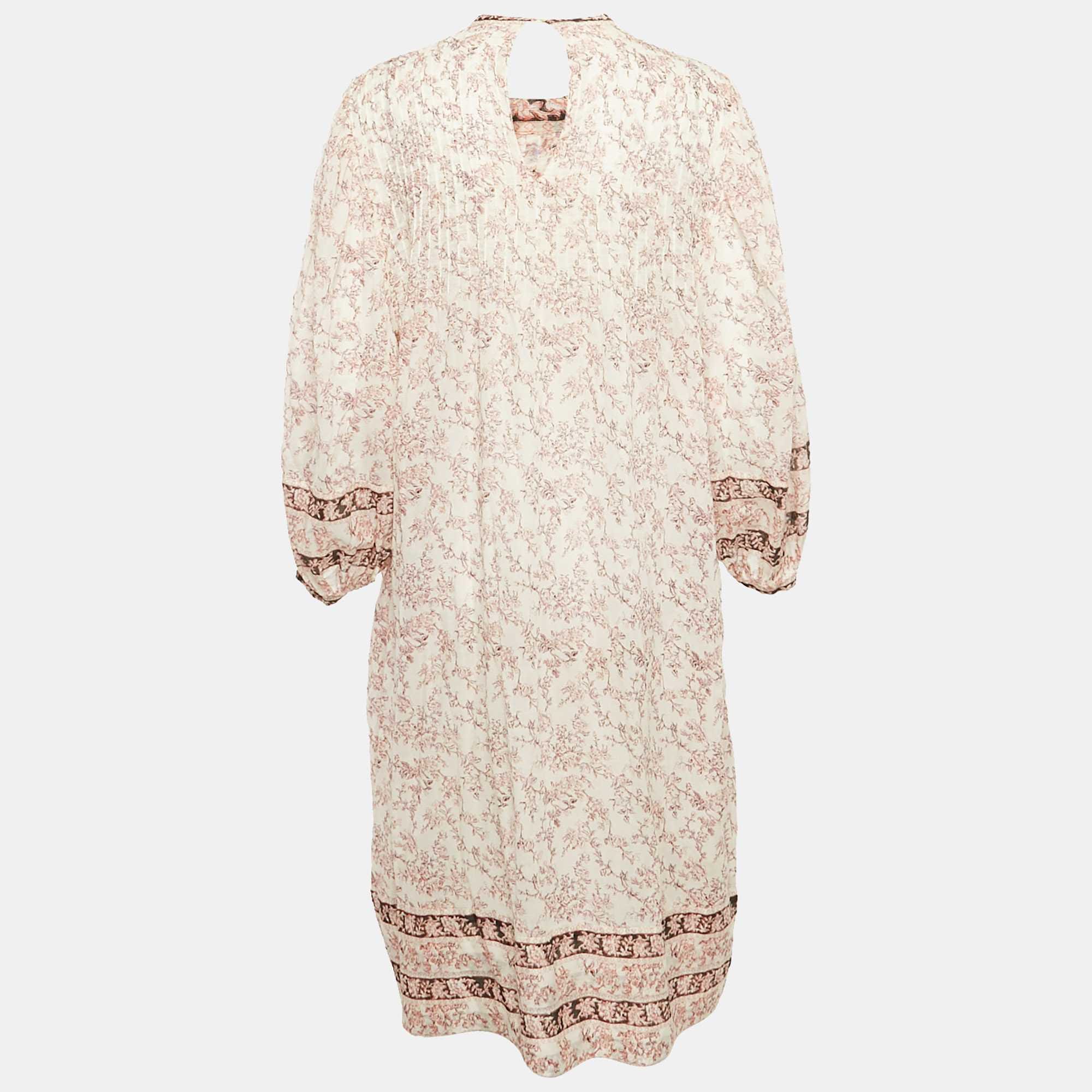 Etoile Pink Printed Cotton Pleated Midi Dress