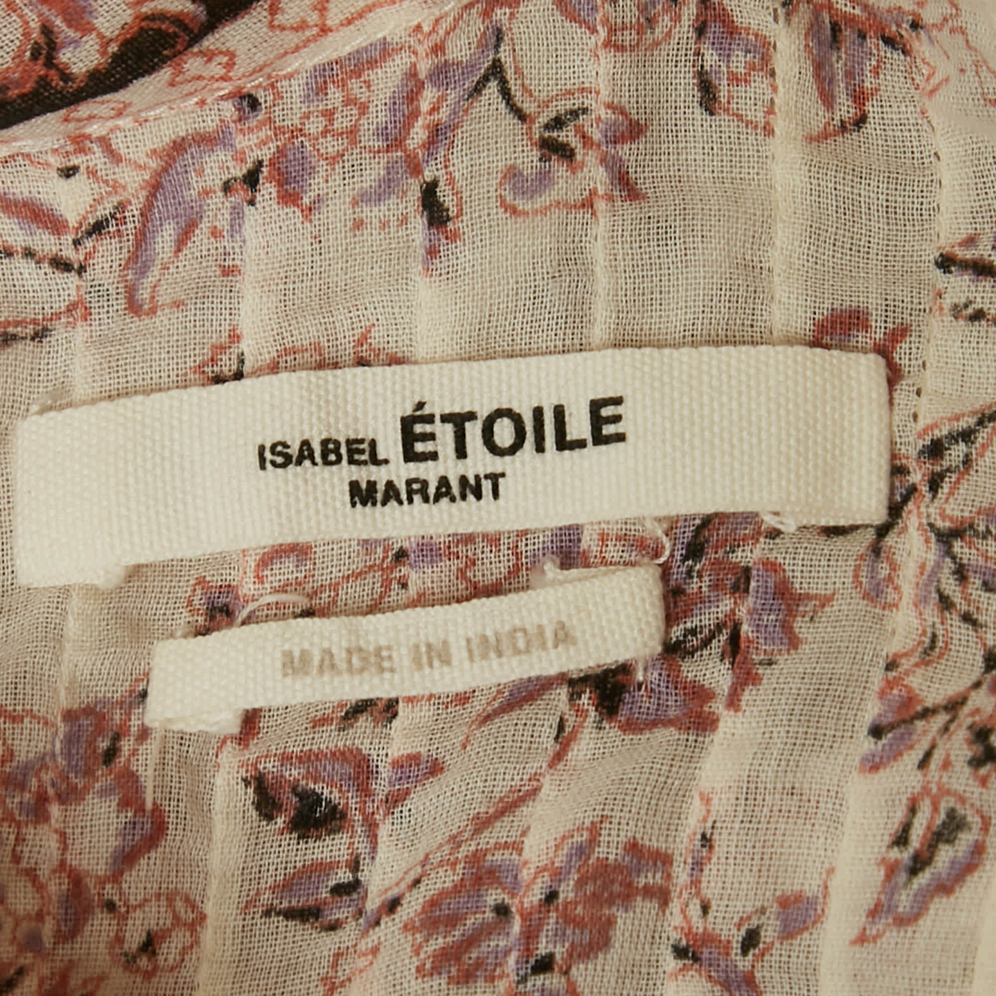 Etoile Pink Printed Cotton Pleated Midi Dress