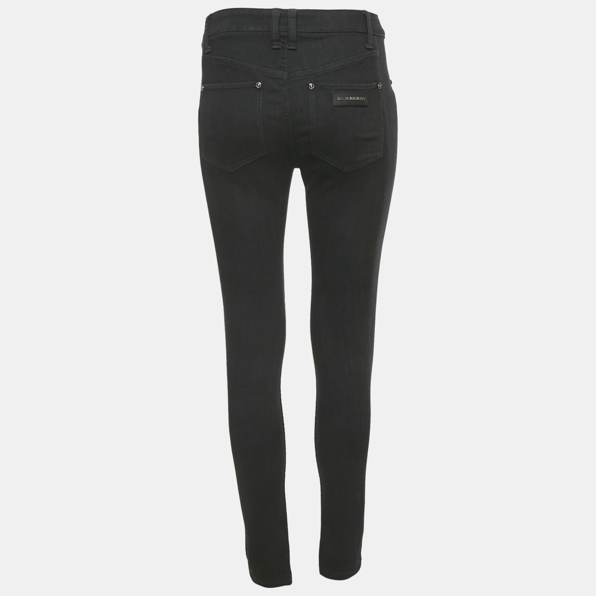 SKIN London Black Denim Panel Detail Skin Fit Smirdan Jeans M Waist 29"