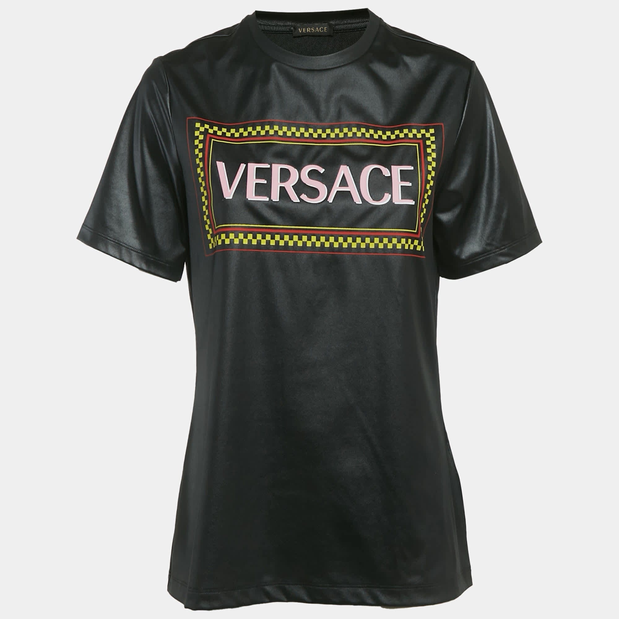 Gianni Versace Black Graphic Logo Detail Jersey T - Shirt