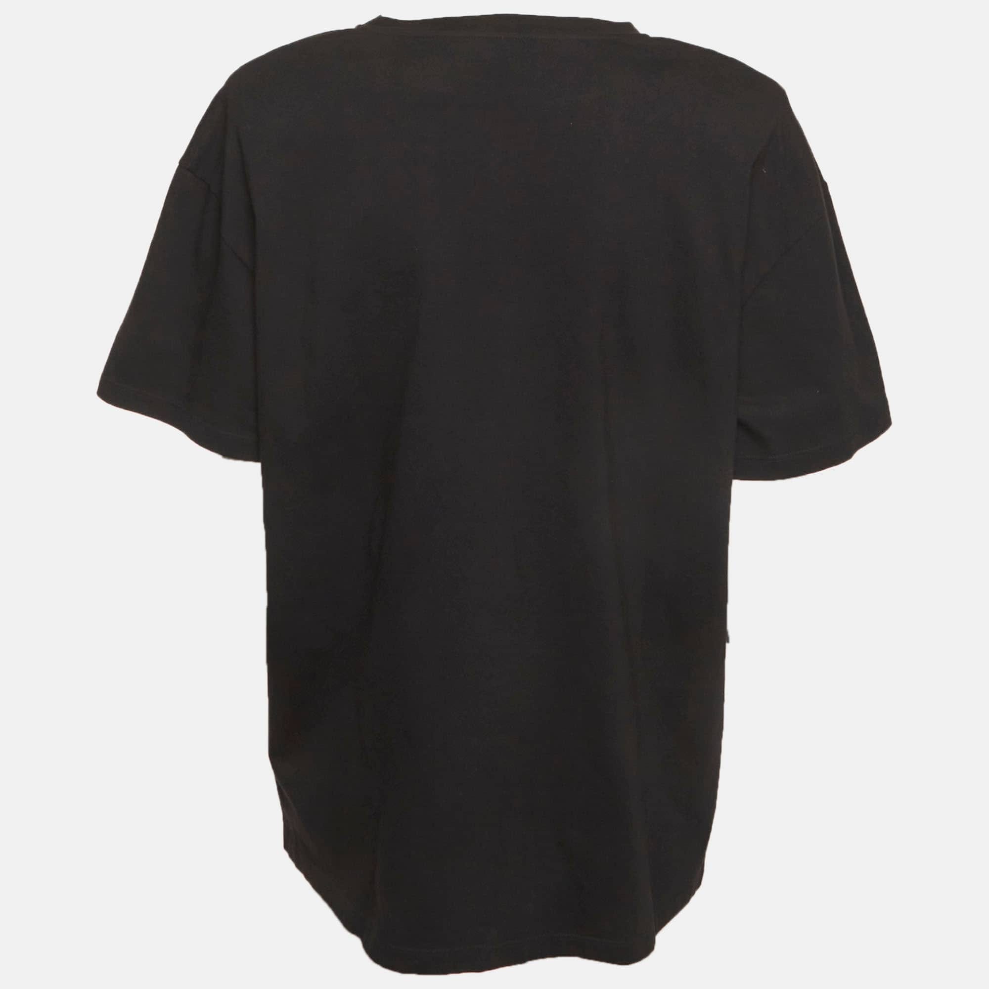 Alessandra Rich Black Cotton Logo Embellished Structured T - Shirt