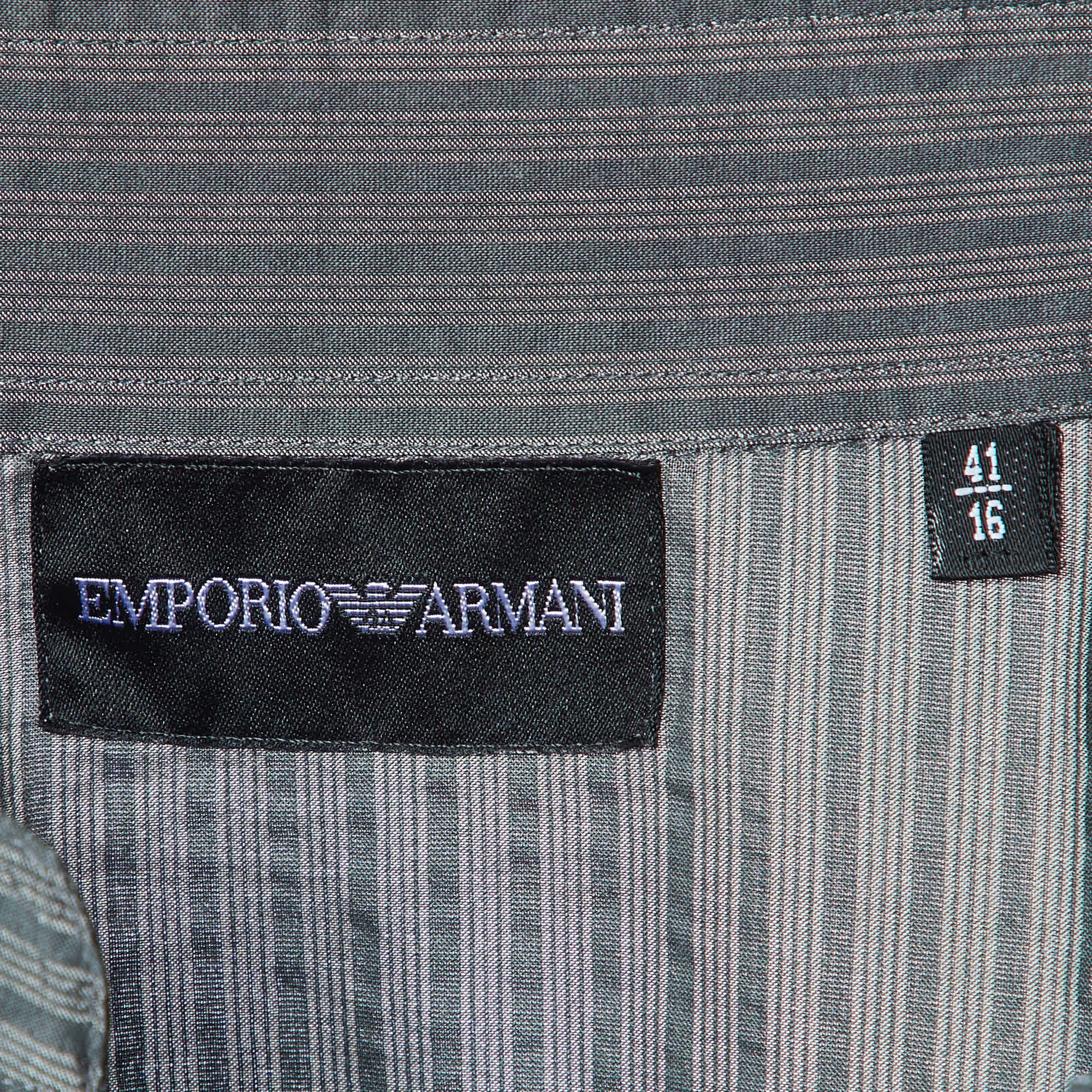BLEND Grey Striped Cotton Blend Button Down Shirt