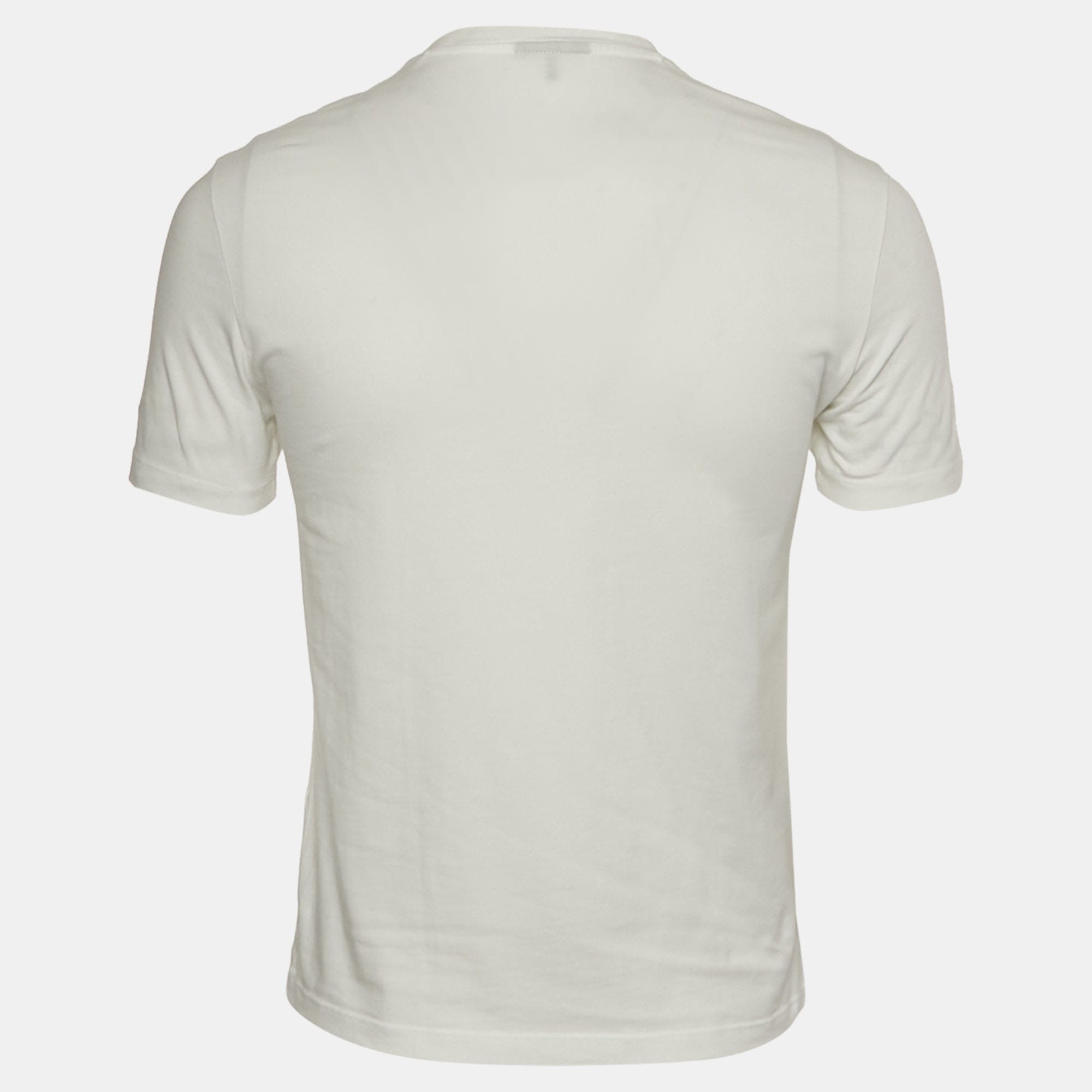 White Logo Print Cotton Crewneck T - Shirt