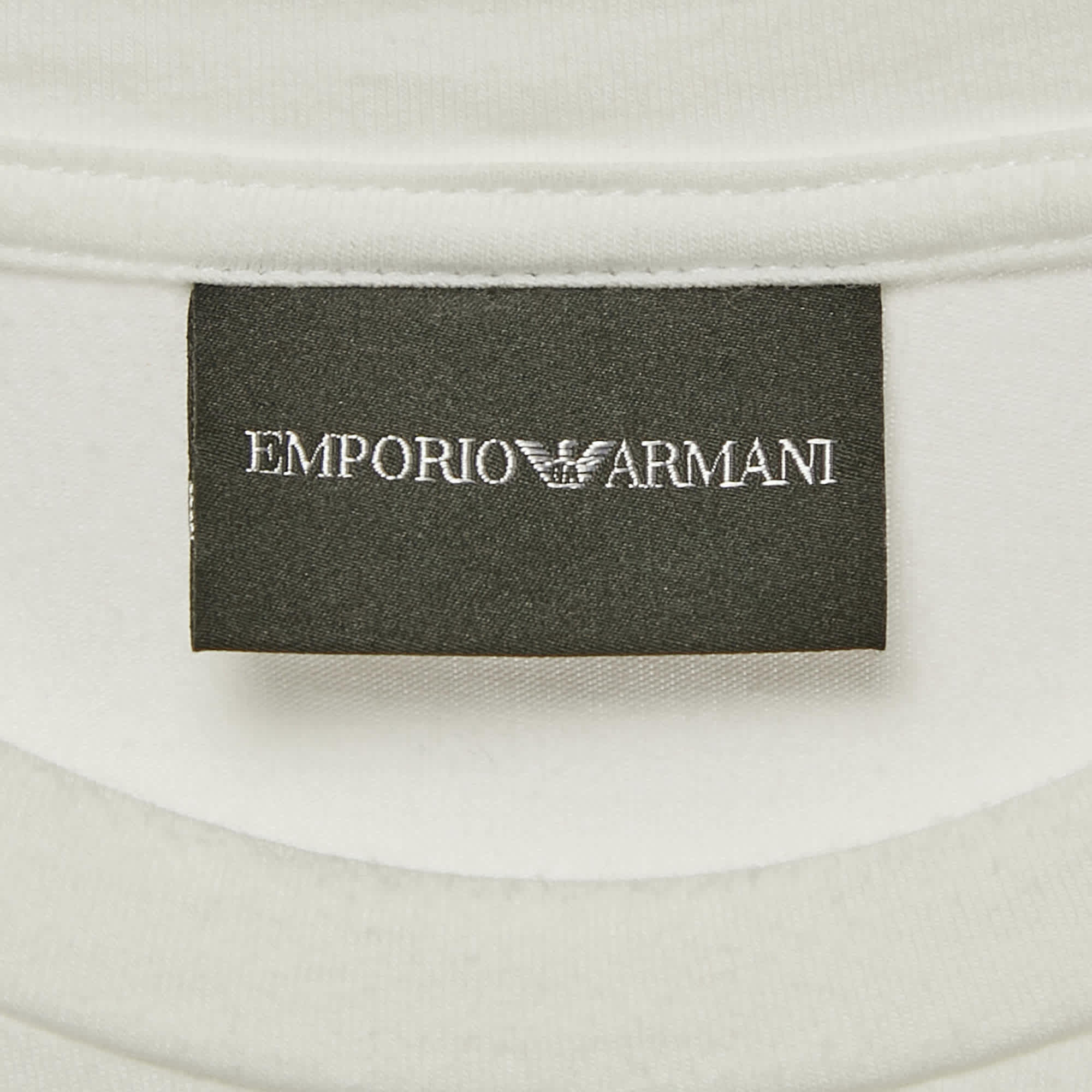 White Logo Print Cotton Crewneck T - Shirt