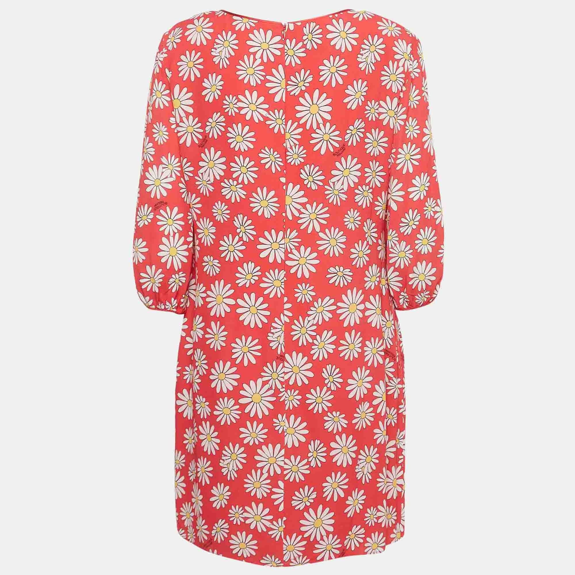 Boutique Moschino Pink Daisy Print Georgette Mini Dress