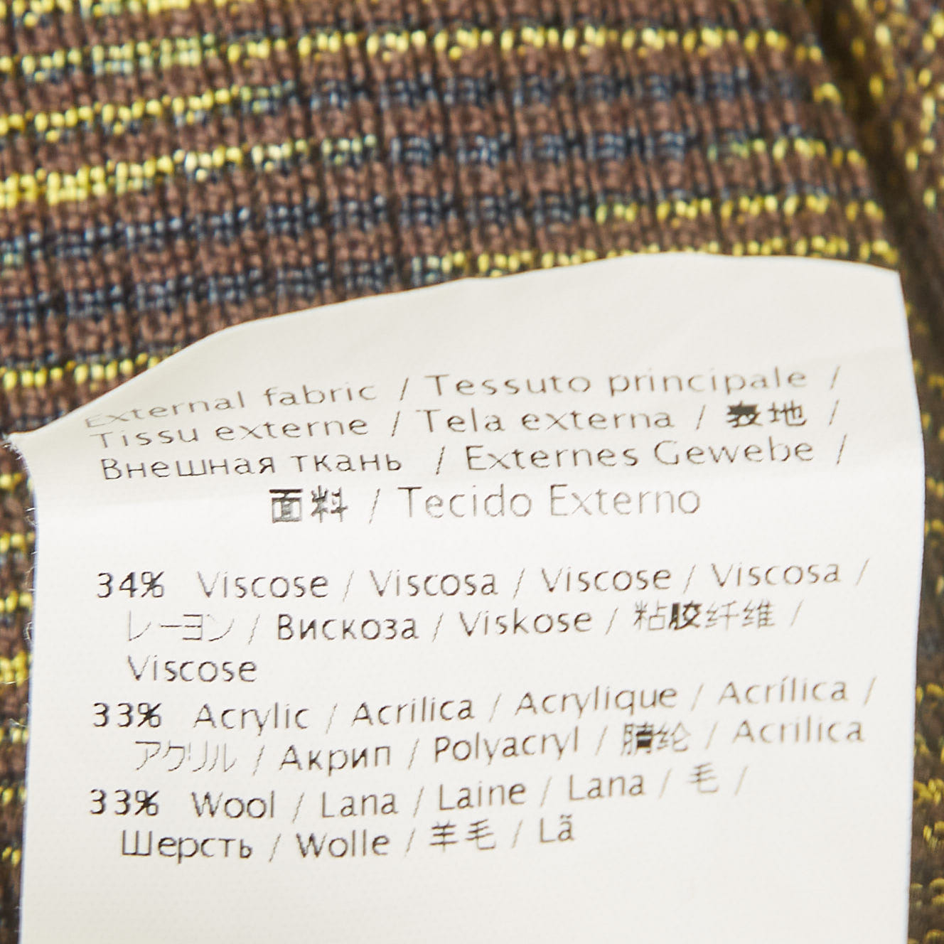 M Missoni Yellow/brown Patterned Knit Turtle Neck Sweater