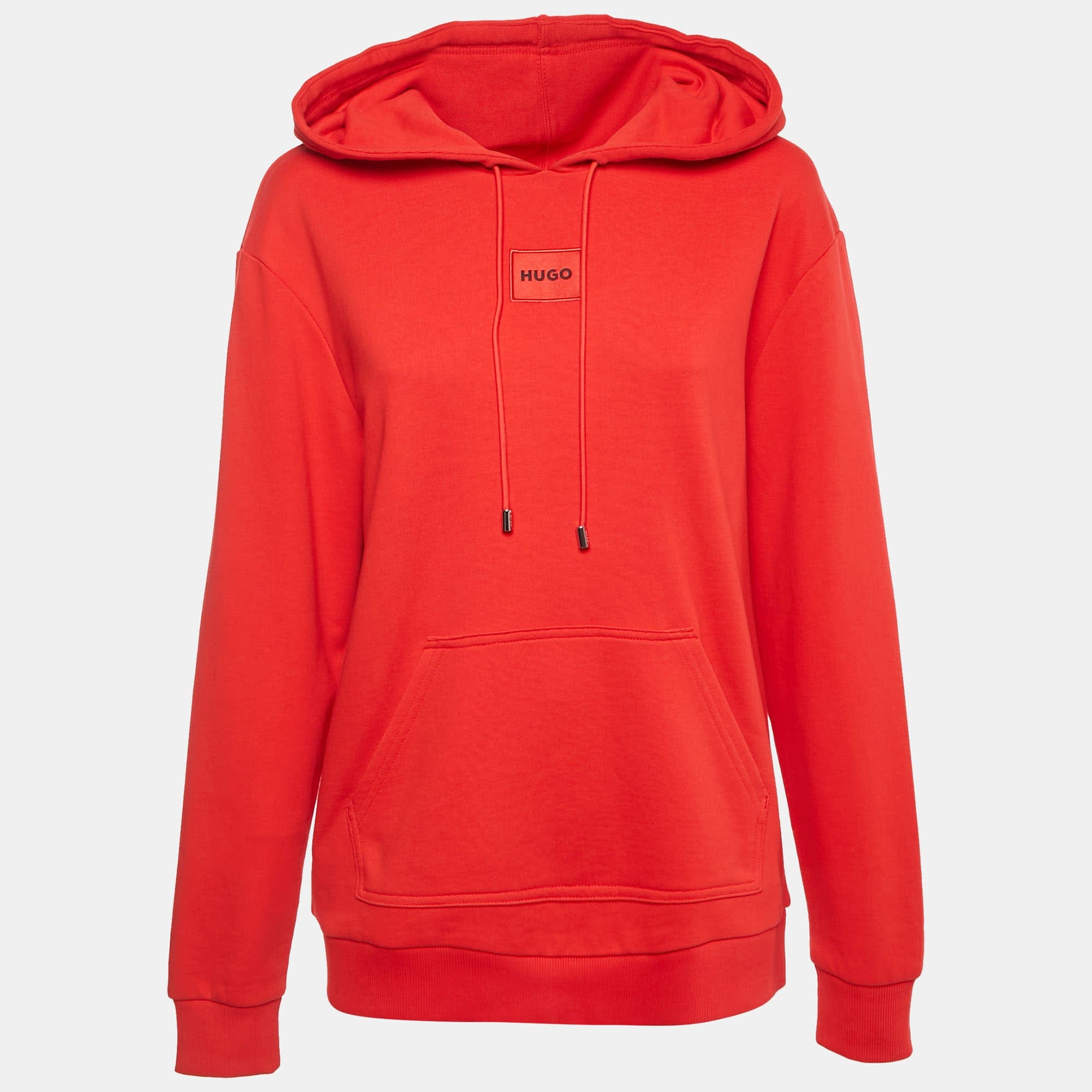 Logo Red Logo Applique Cotton Knit Hooded Sweatshirt