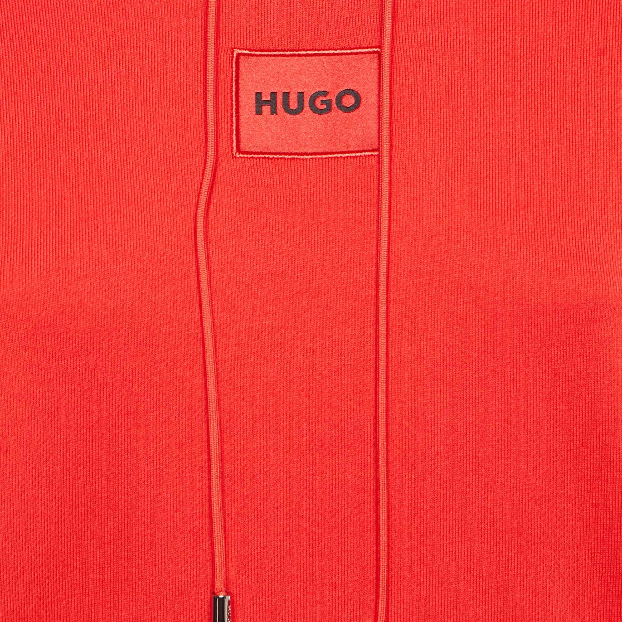 Logo Red Logo Applique Cotton Knit Hooded Sweatshirt