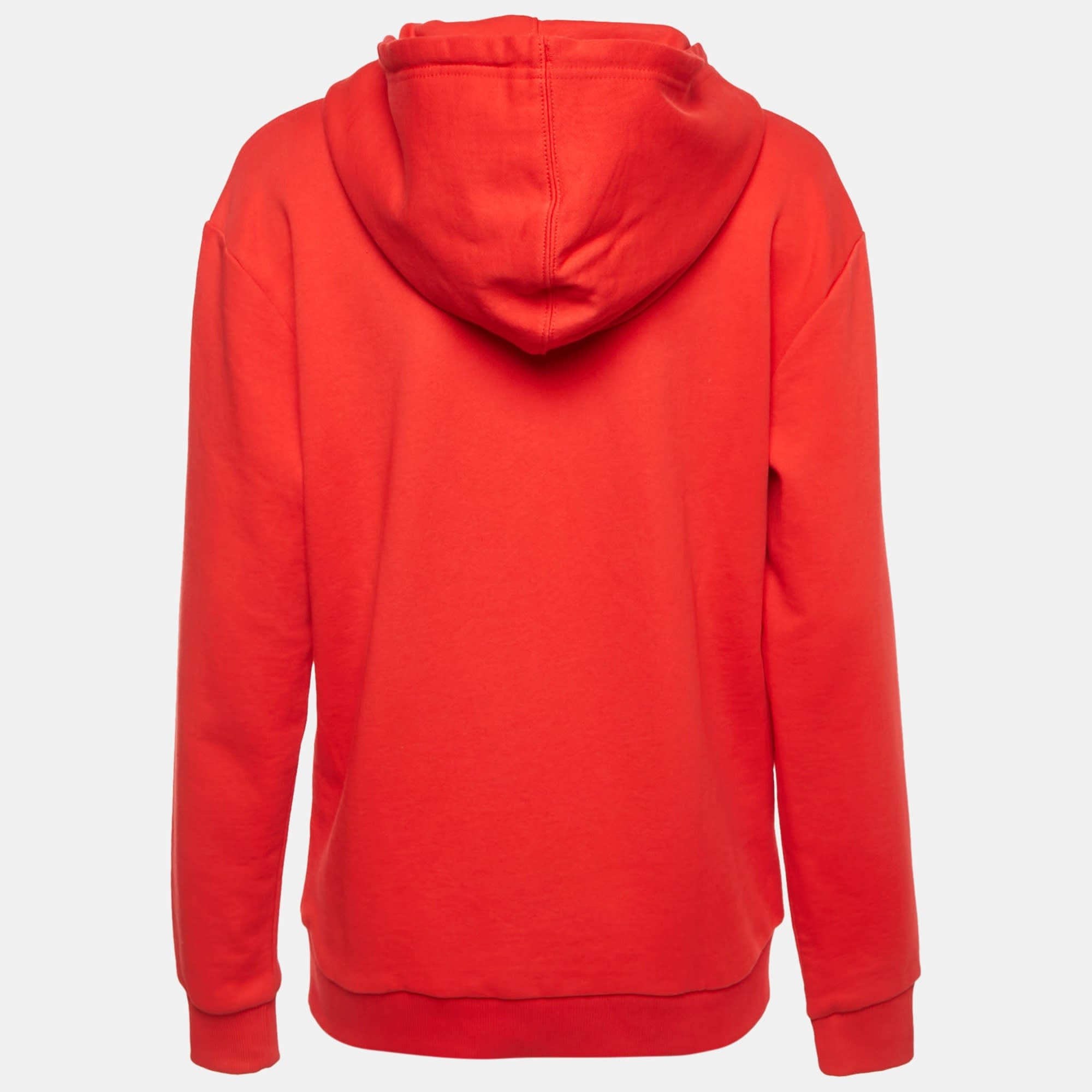Logo Red Logo Applique Cotton Knit Hooded Sweatshirt