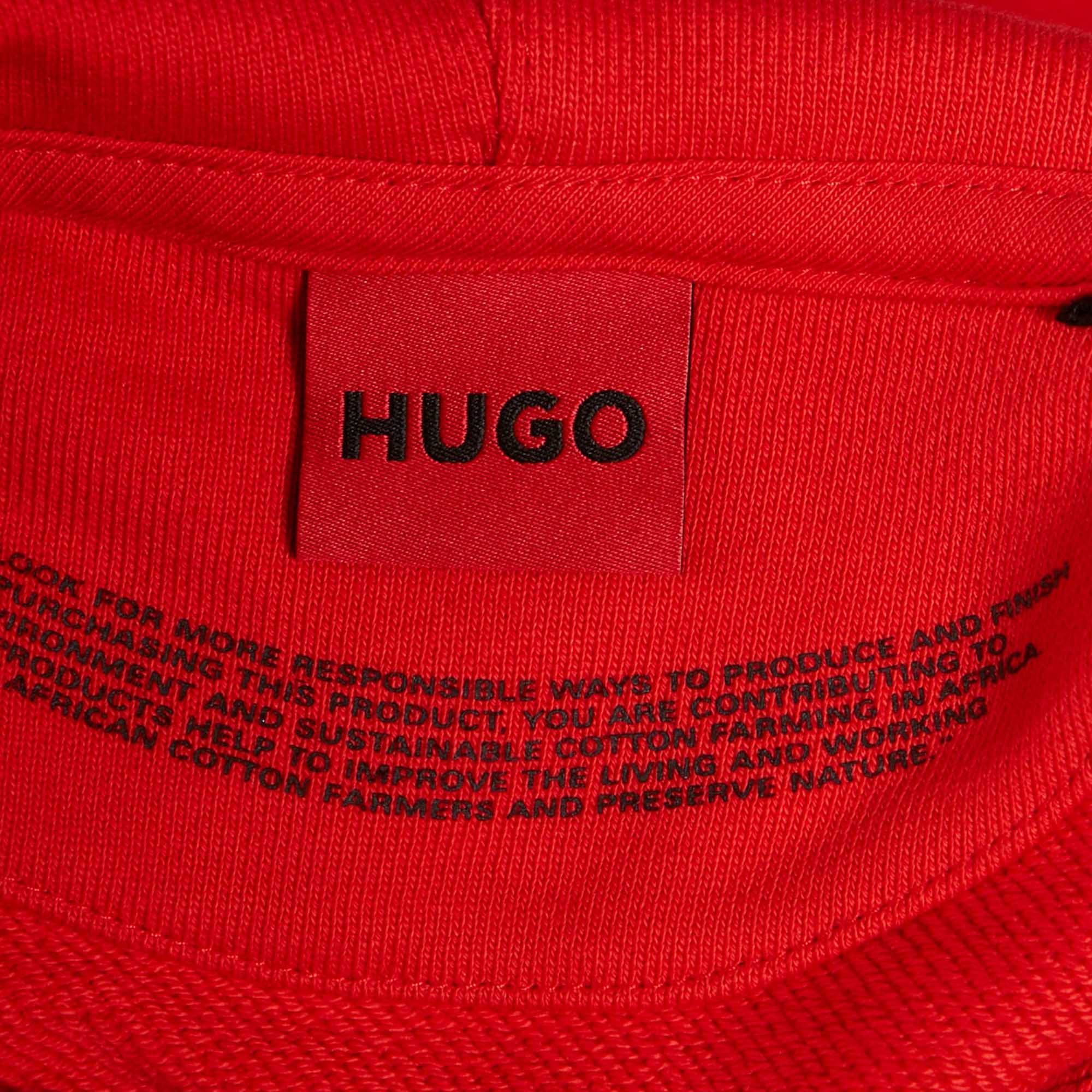 Logo Red Logo Applique Cotton Knit Hooded Sweatshirt