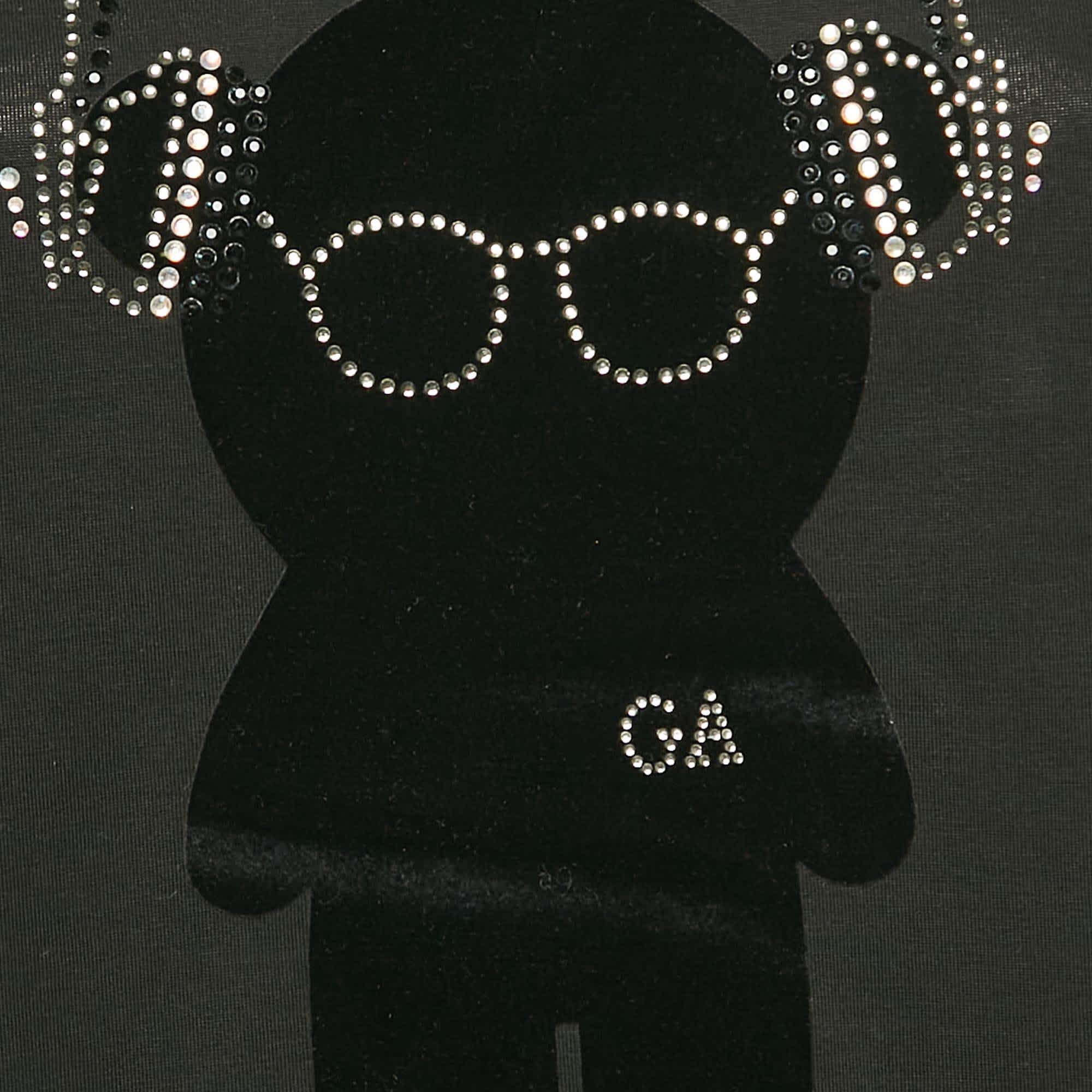 And Black Teddy And Rhinestone Embellished Jersey T - Shirt