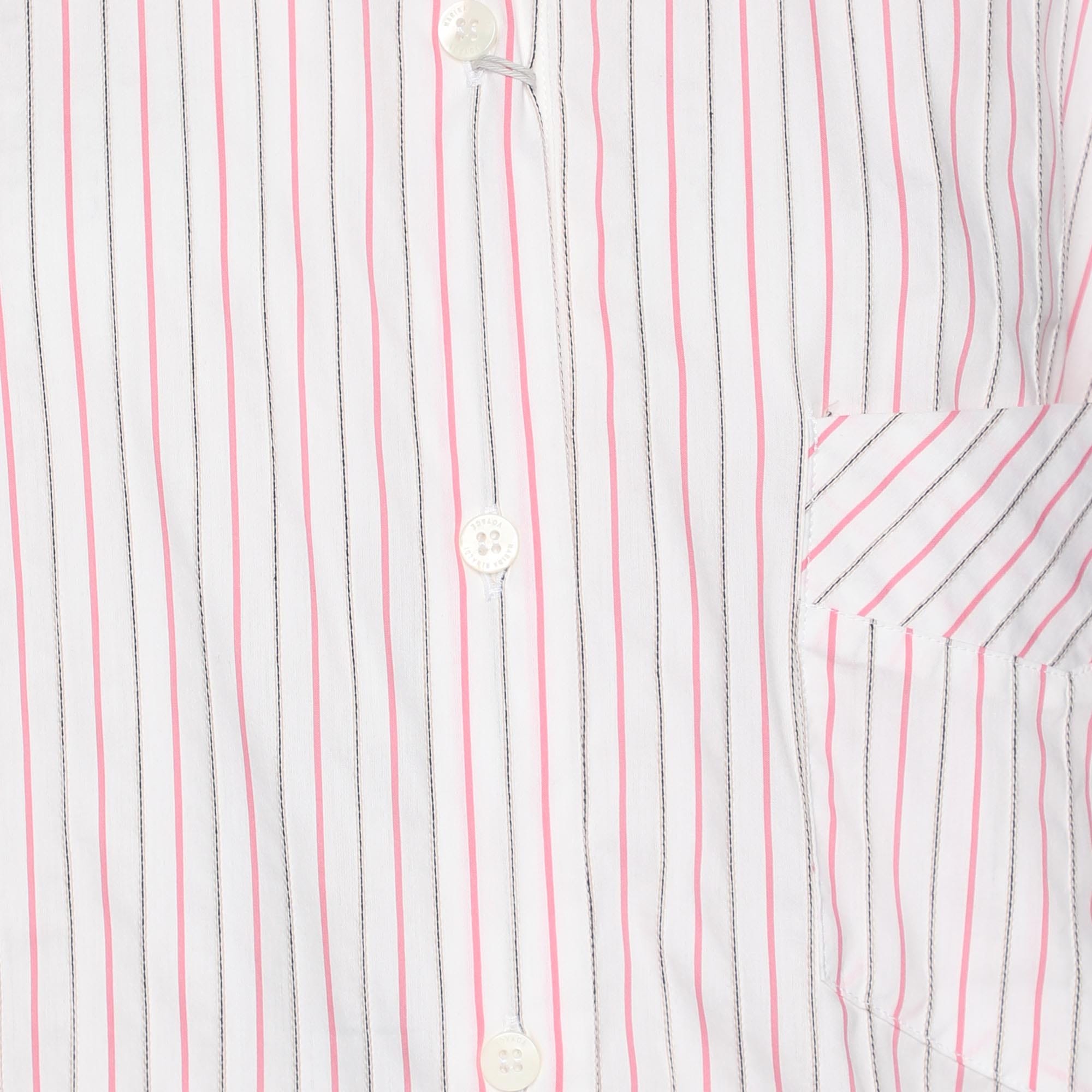 Marina Rinaldi Voyage By Marina Rinaldi Pink/white Stripe Cotton Blend Removable Collar Long Sleeve Shirt