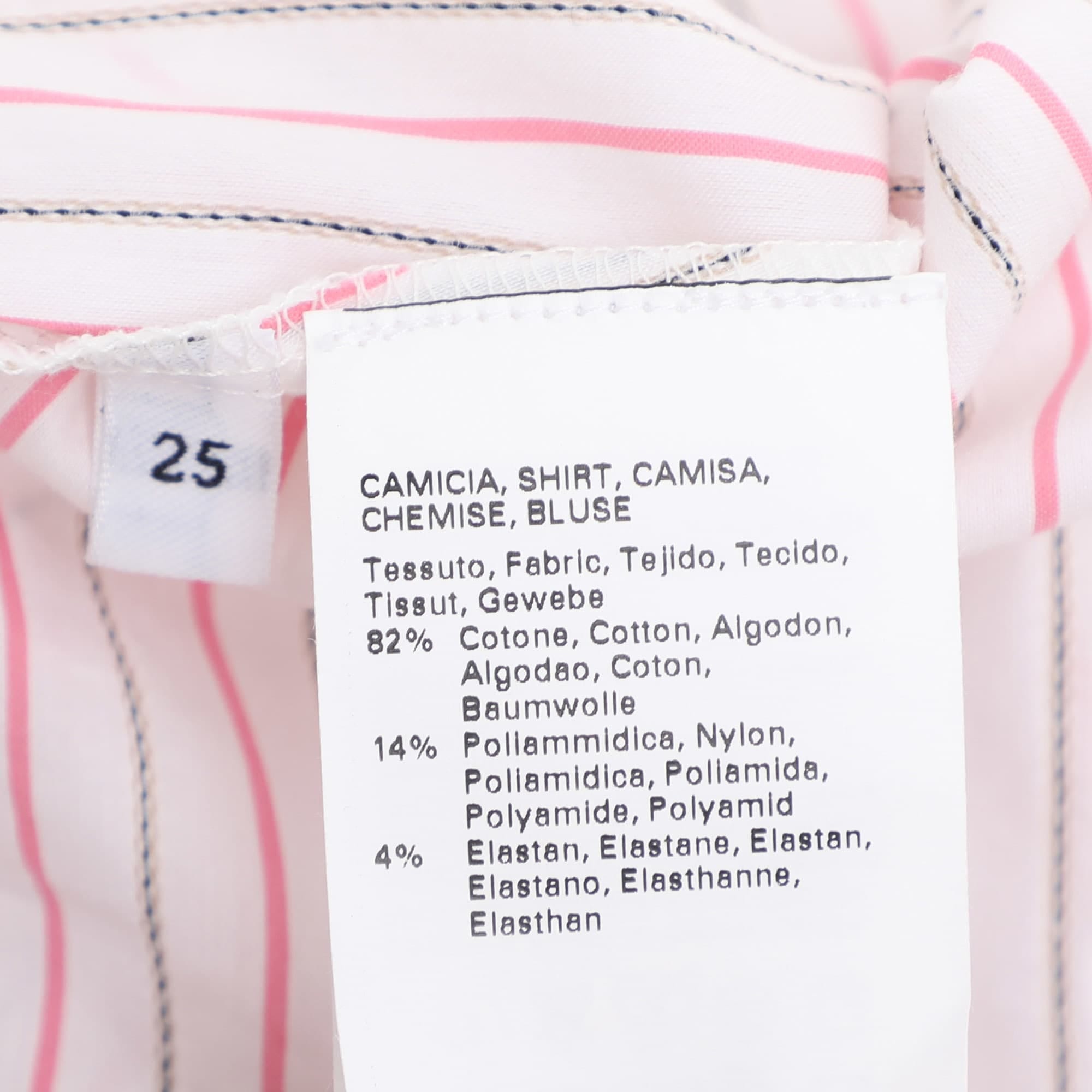 Marina Rinaldi Voyage By Marina Rinaldi Pink/white Stripe Cotton Blend Removable Collar Long Sleeve Shirt