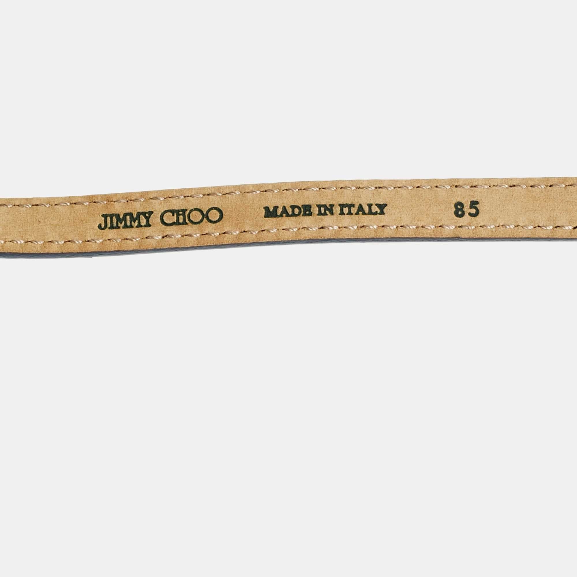 Purple Patent Leather Metal Logo Waist Belt 80 cm