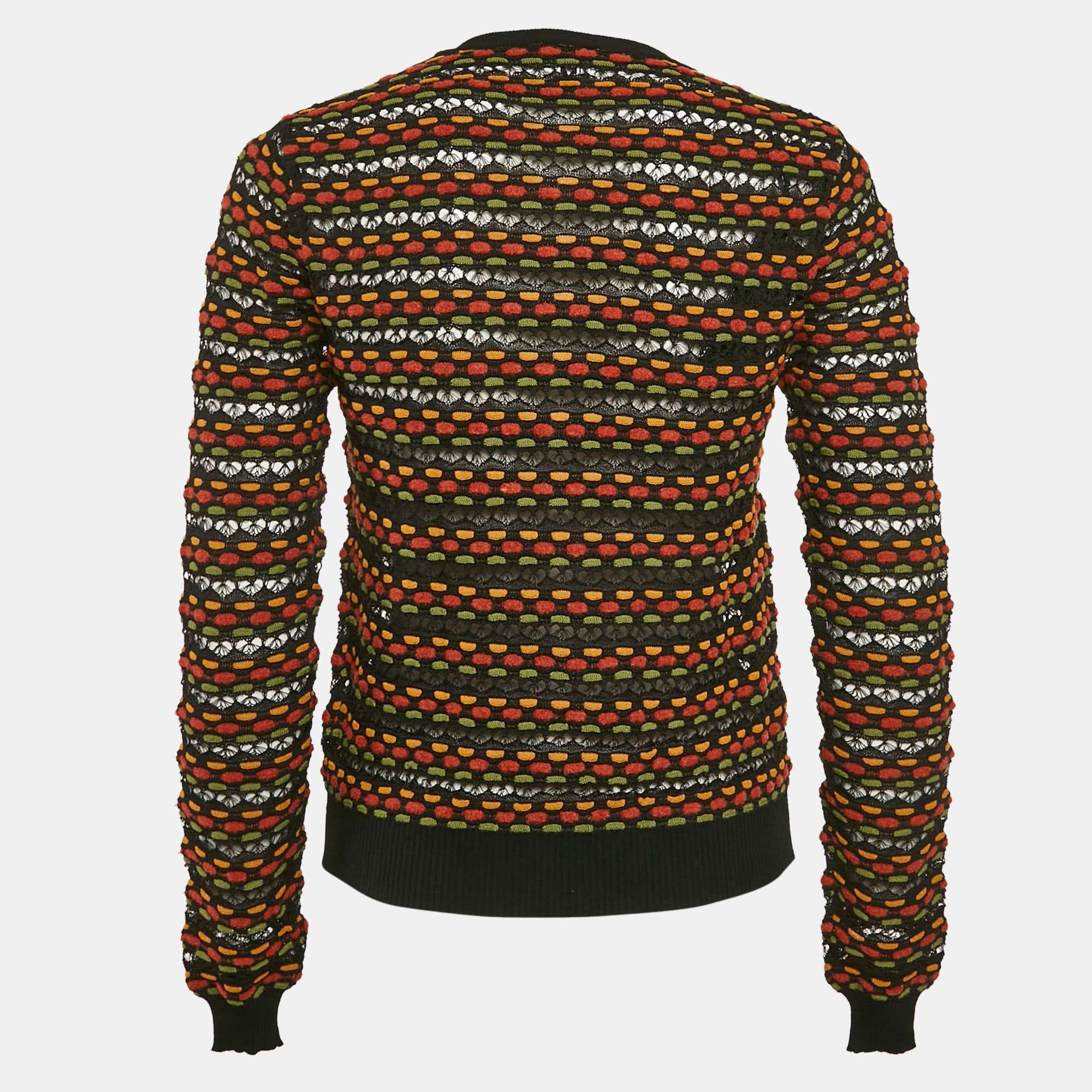 M Missoni Black Pointelle Knit Button Front Cardigan