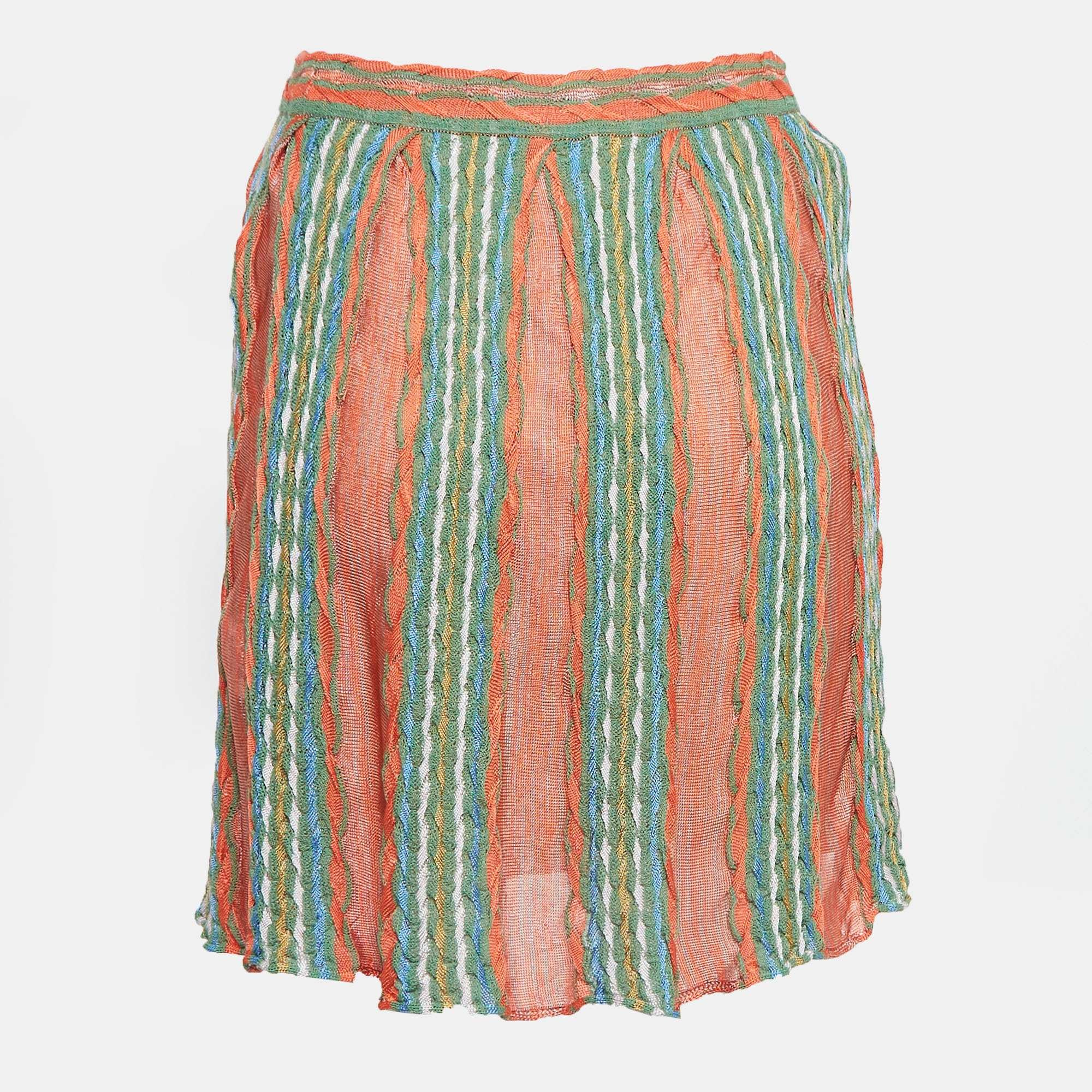 M Missoni Multicolor Striped Knit Mini Skirt