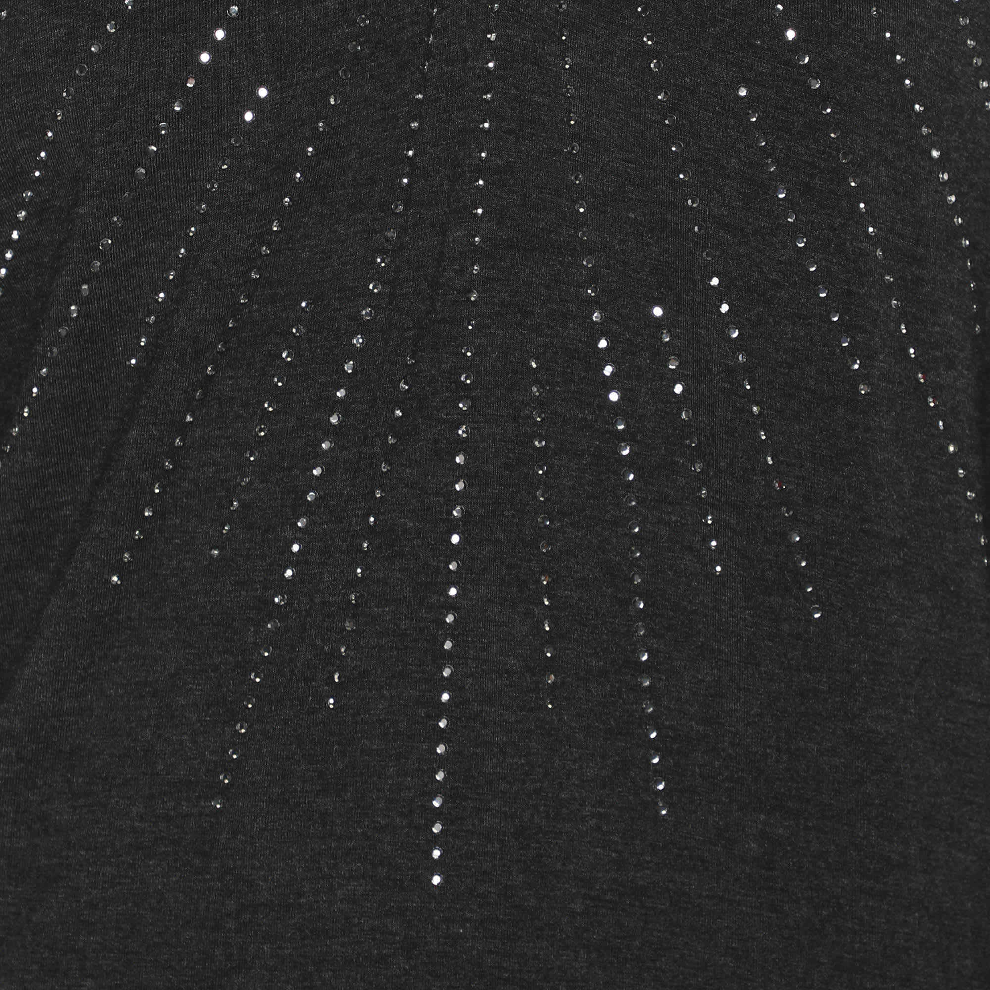 Elena Miro Dark Grey Jersey Embellished V Neck Top